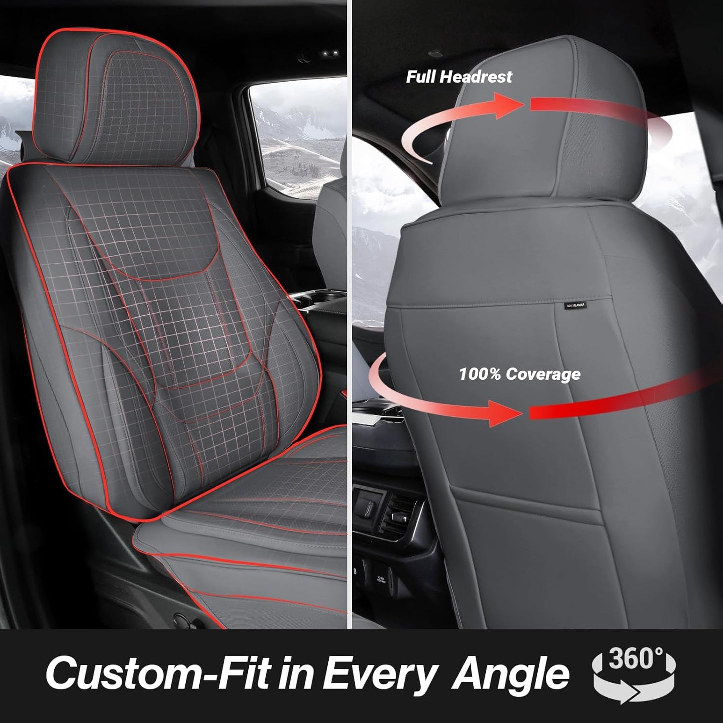Coverland Custom Car Seat Covers Compatible with 2000-2006 Tundra Regular Cab, Access Cab, Double Cab - Premium Leather Waterproof Interior Protector Front Seat-Dark Gray [See Size Chart-Size A61]