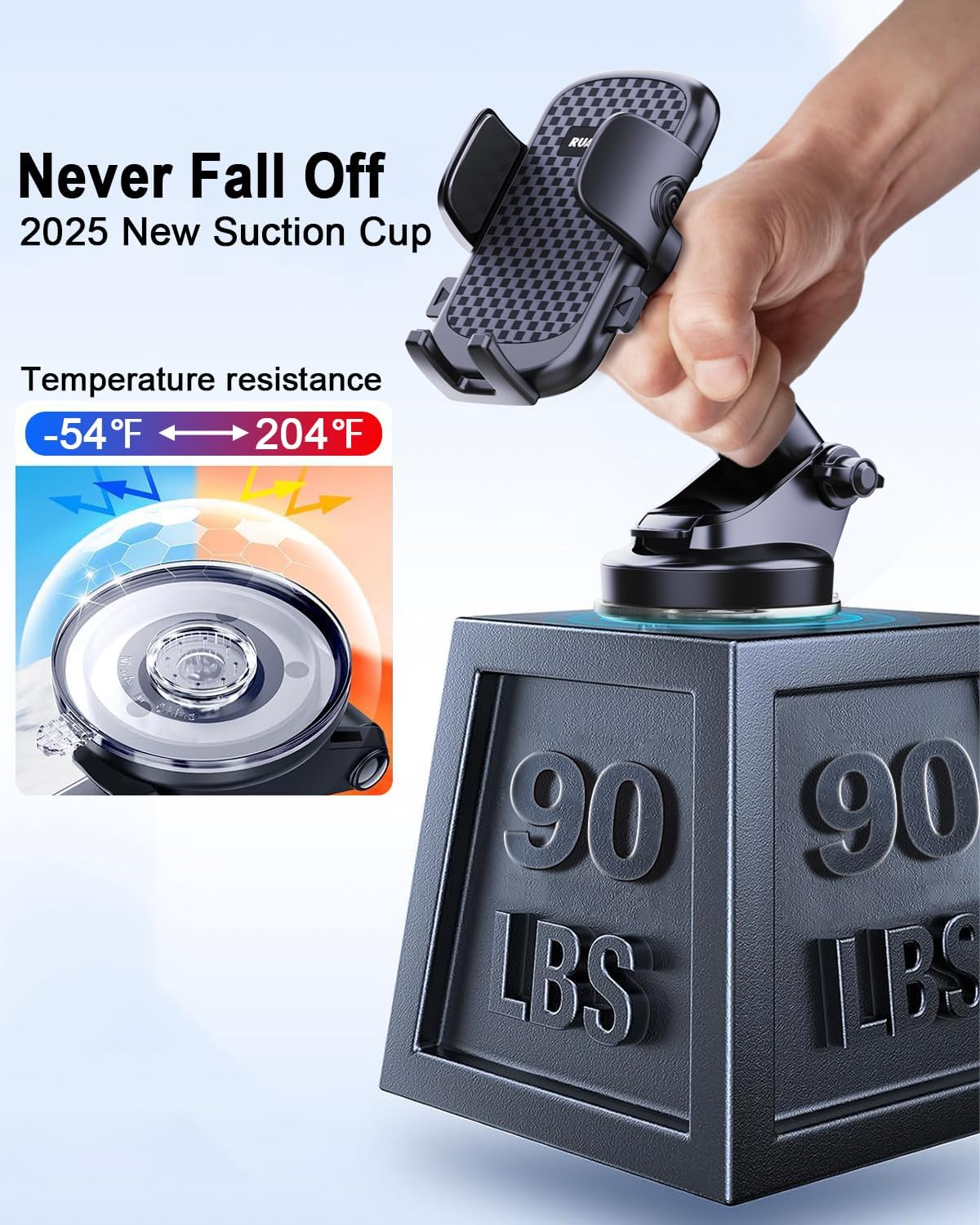 [2025 NEW] Car Phone Holder [Upgraded Strongest Suction & Clip] Cell Phone Mount for Dashboard Windshield Vent,Mobile Stand Base Truck Cradle for iPhone 16 Pro Max 15 14 13 12 Samsung S25 S24 Android