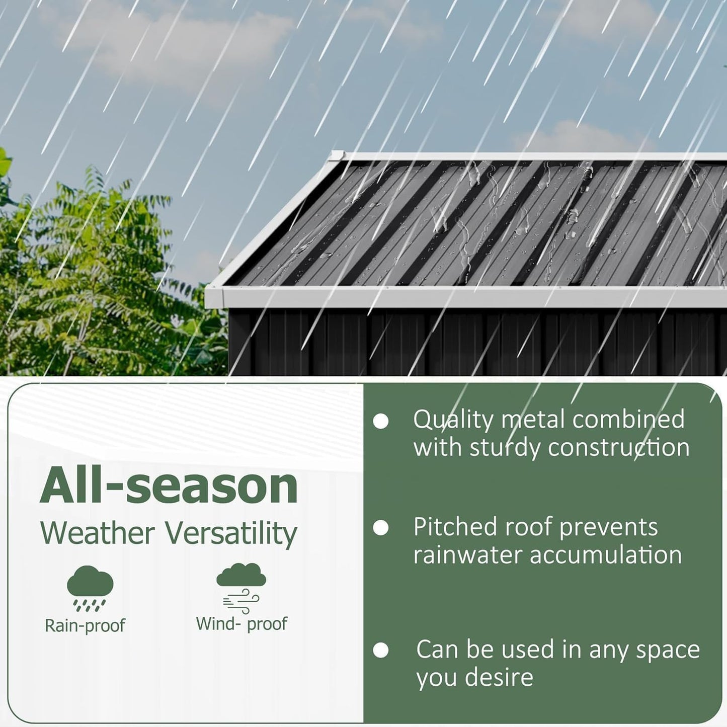 WKM 10x14 FT Outdoor Storage Shed, Utility Metal Tool Storage with Lockable Doors and Updated Frame Structure, Metal Garden Shed for Backyard, Patio Lawn, Black