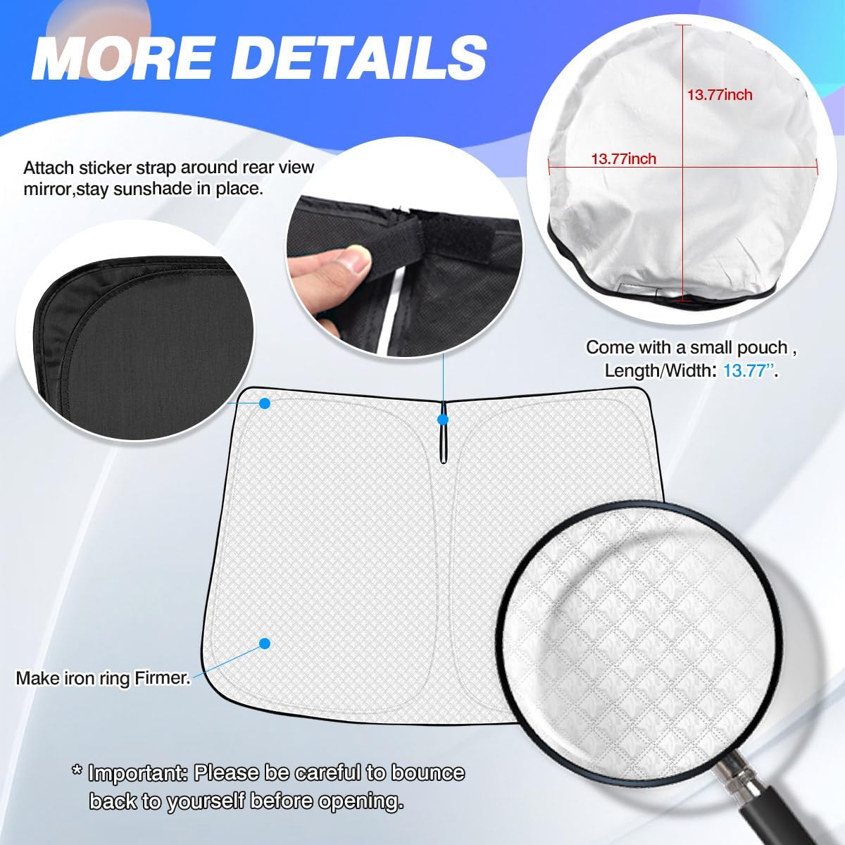 Windshield Sun Shade for 2016-2025 2026 Toyota Tacoma Accessories Thicken 6-Layer Foldable Front Window Sunshade Cover Sun Visor Protector Block UV Rays Keep Vehicle Cool