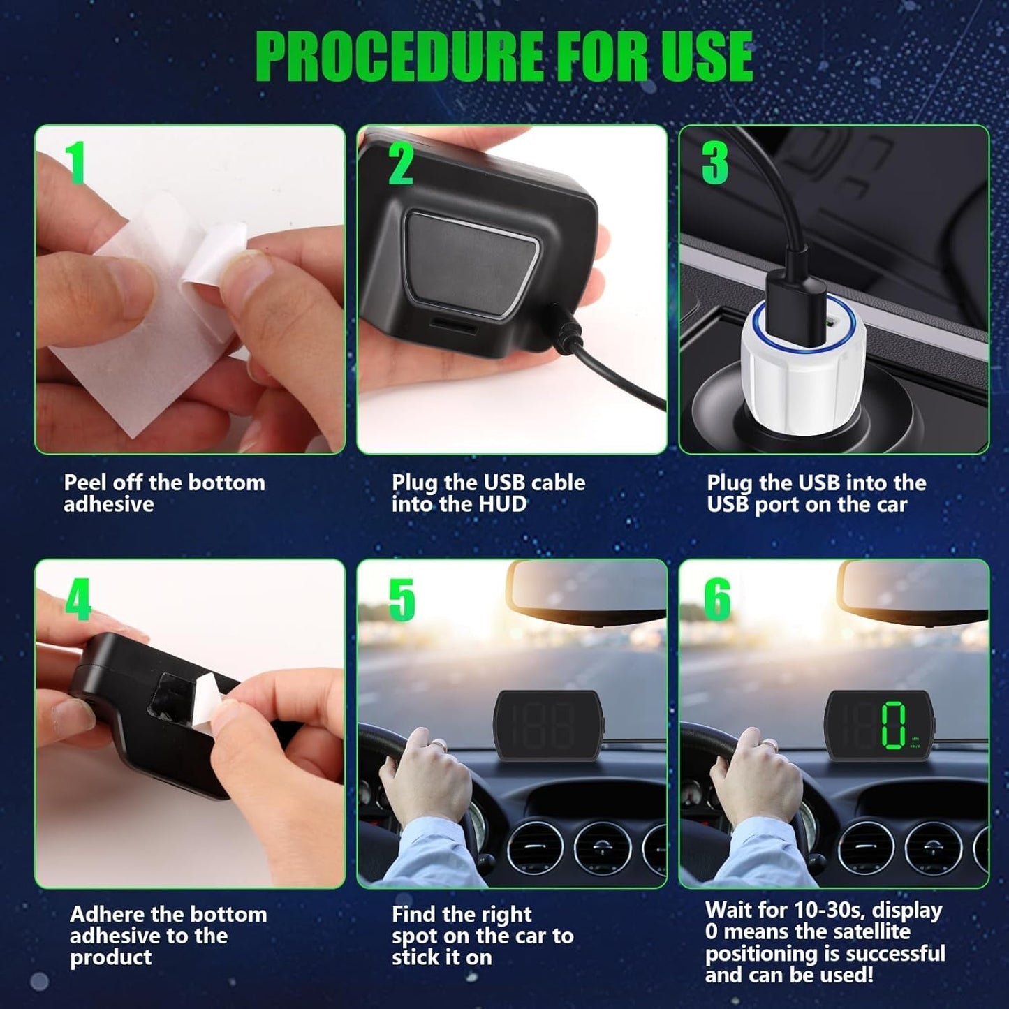 GPS Digital Speedometer for Car MPH, Golf Cart Universal HUD Speed Meter, Head Up Display Car Accessories with LED Large Font, Plug and Play for Car Truck Motor SUV All Vehicles