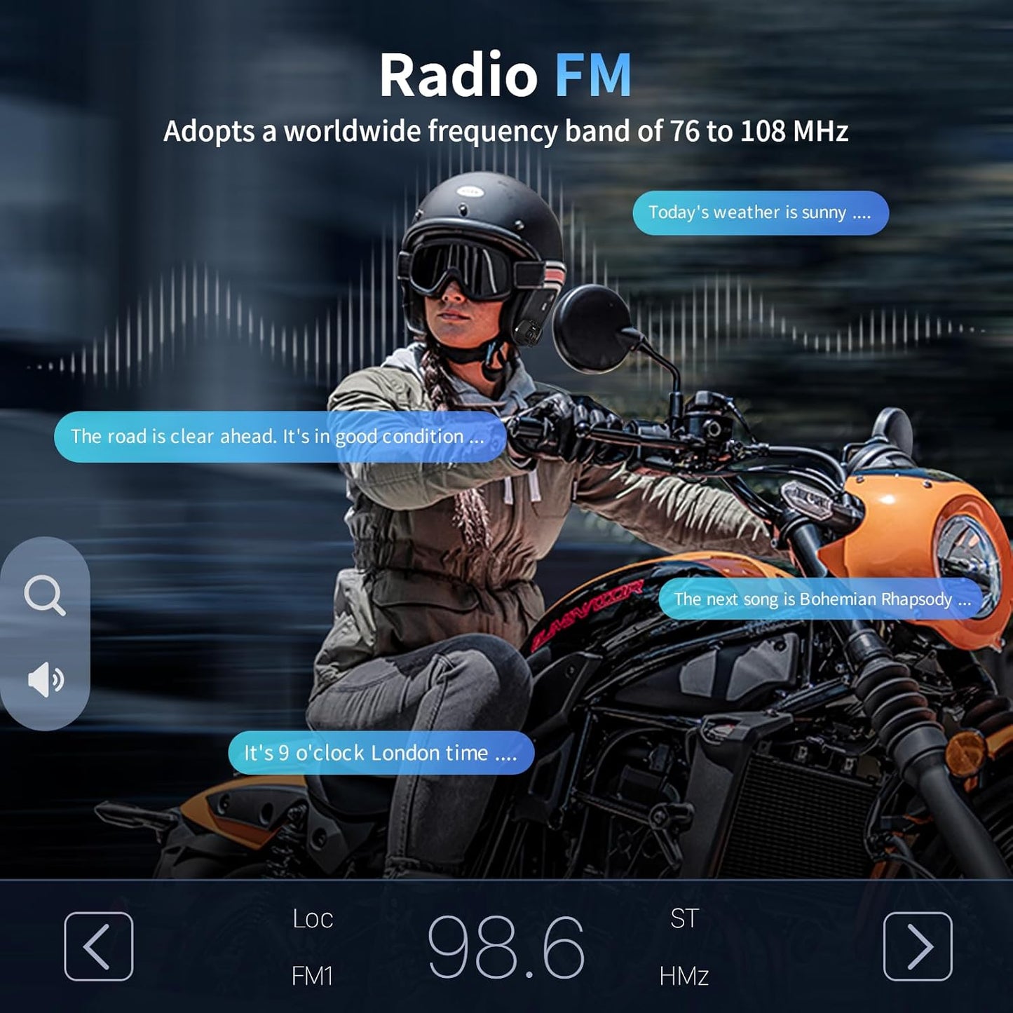 Fodsports M1-S Air Motorcycle Helmet Bluetooth, 4 Riders Motorbike Intercom Headset with Music Sharing, 1000 m Helmet Communication Systems, Quick Pairing/FM Radio/Handsfree/Stereo Music(2 Pack)