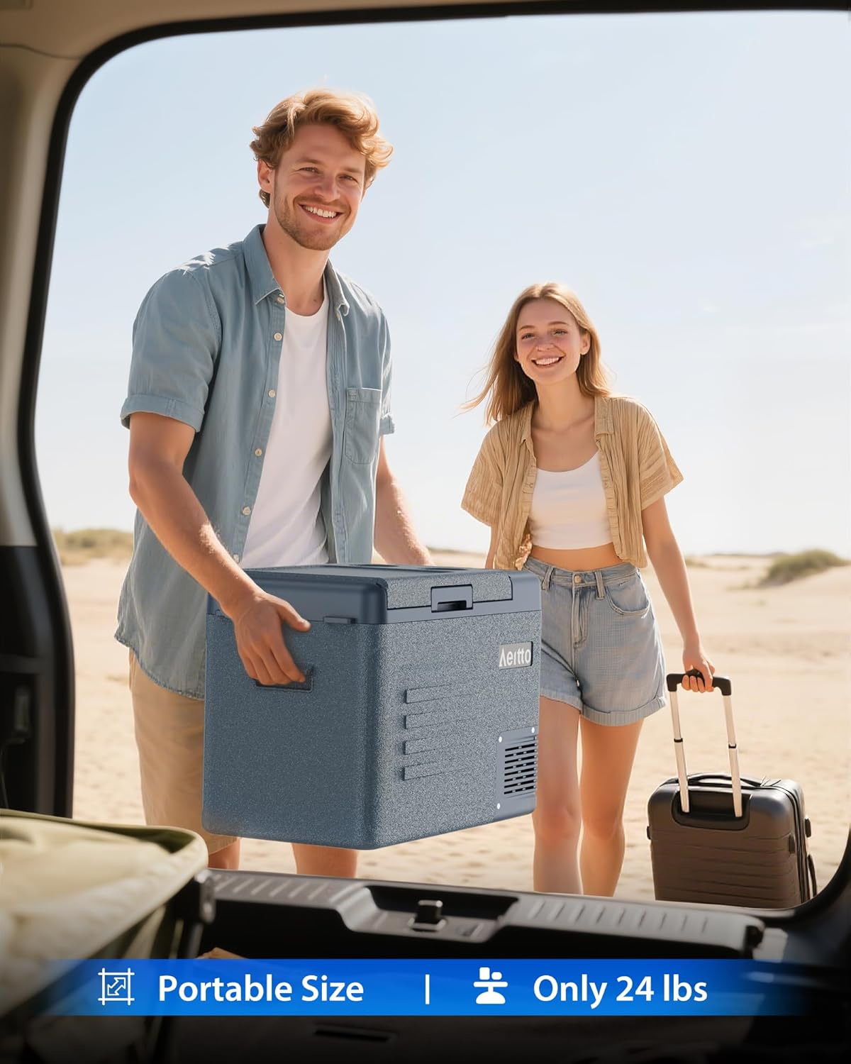 Aeitto 12 Volt Car Refrigerator 30Quart Car Fridge Freezer Electric Cooler Portable Cooler 12V Fridge RV Refrigerator -4℉-68℉ Temp Control 12/24V DC & 100-240V AC for Travel, Camping, RV, Road