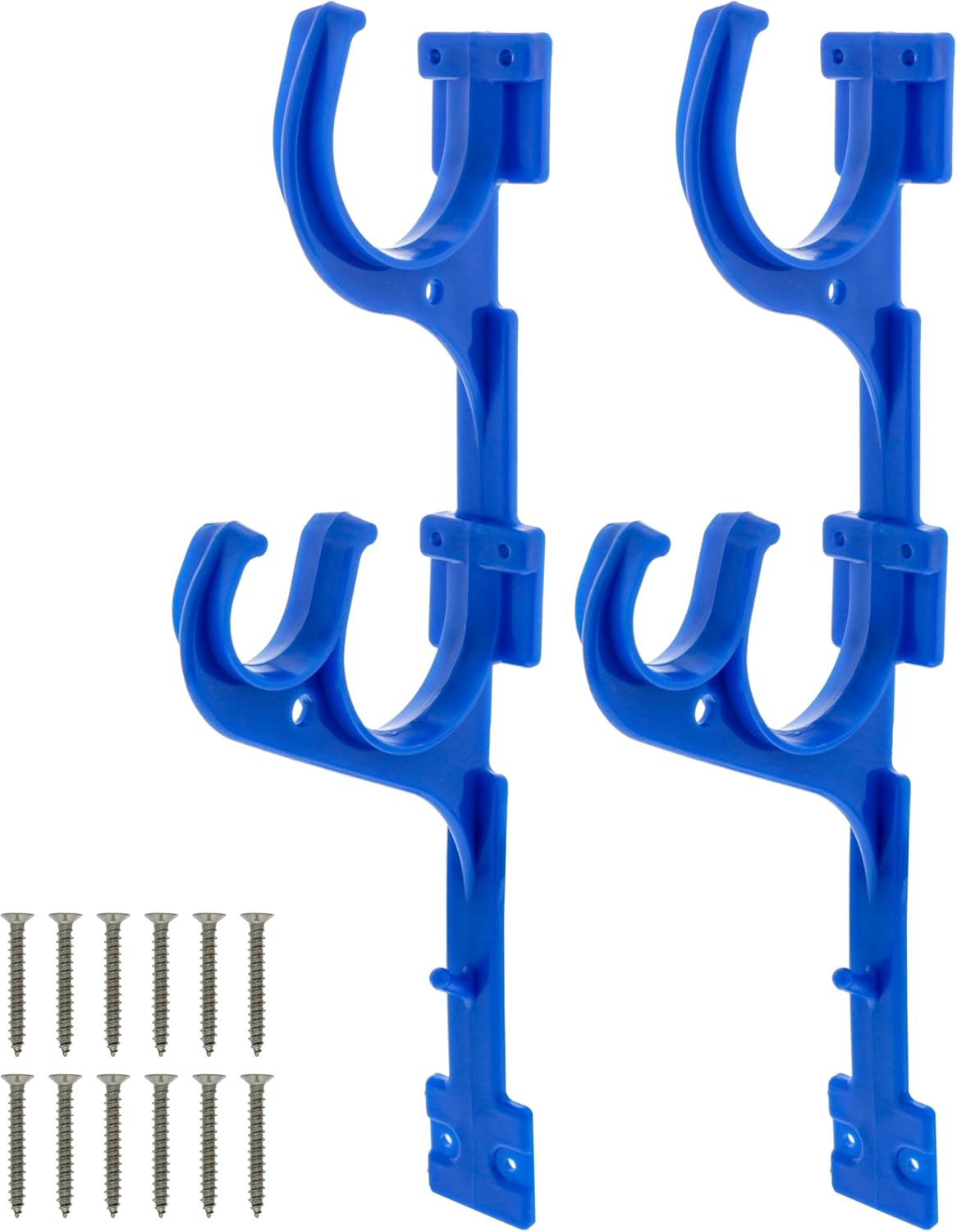 U.S. Pool Supply Pool Pole Hanger - 2 Plastic Pool Hooks for Poles - Equipment Fence Hook for Nets, Skimmers, Leaf Rakes, Vacuums, Vacuum Hoses, Telescopic - Attach Accessories, Holder Organizer
