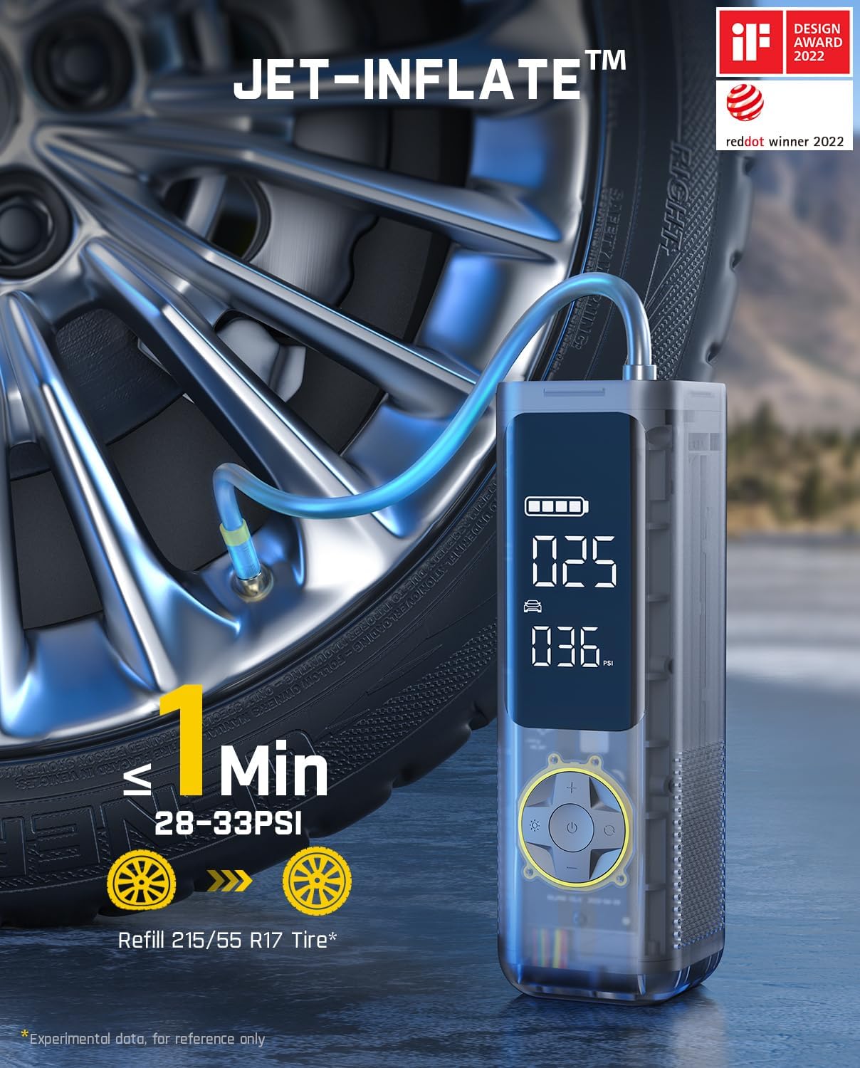 Fanttik X8 APEX Tire Inflator Portable Air Compressor, 1 Min Fast Inflation, 150PSI Cordless Tire Inflator with LED Dual Screen, Suitable for Car, Bike, Motorcycle, Up to 26.3″ Tires, Mechanical Gray