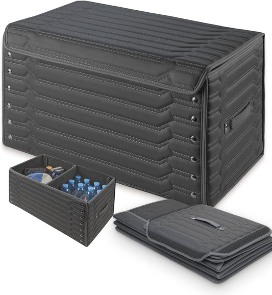 Car Trunk Organizer For Shoes - Storage Crate For SUV, Sedan Or Truck - Foldable Cargo Bin For Travel Gear & Sports Kits - Practical Holiday Gifts For Drivers (Highway 21.6 inch)