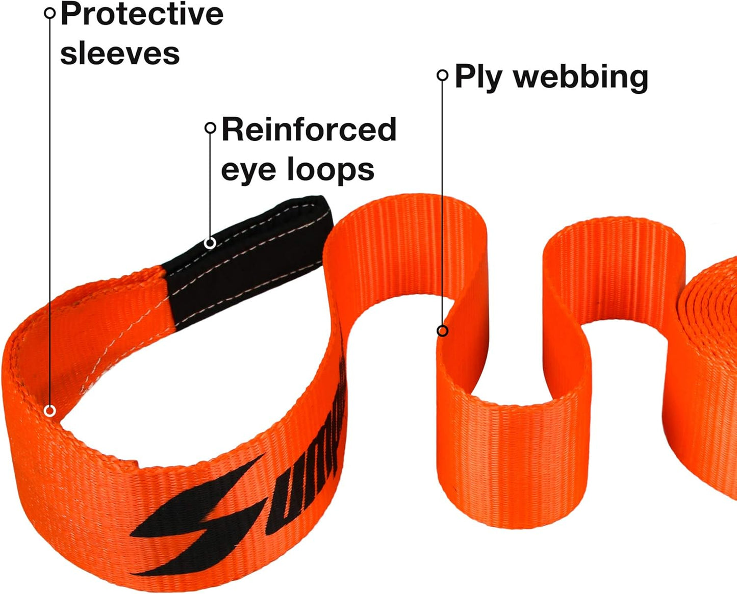 Recovery Tow Strap 3in X 20ft Heavy Duty 30,000 lbs Break Strength, Use for Emergency Towing Rope, Tree Saver, Winch Extension, Triple Reinforced Loops, Protective Sleeves,Car Accessories