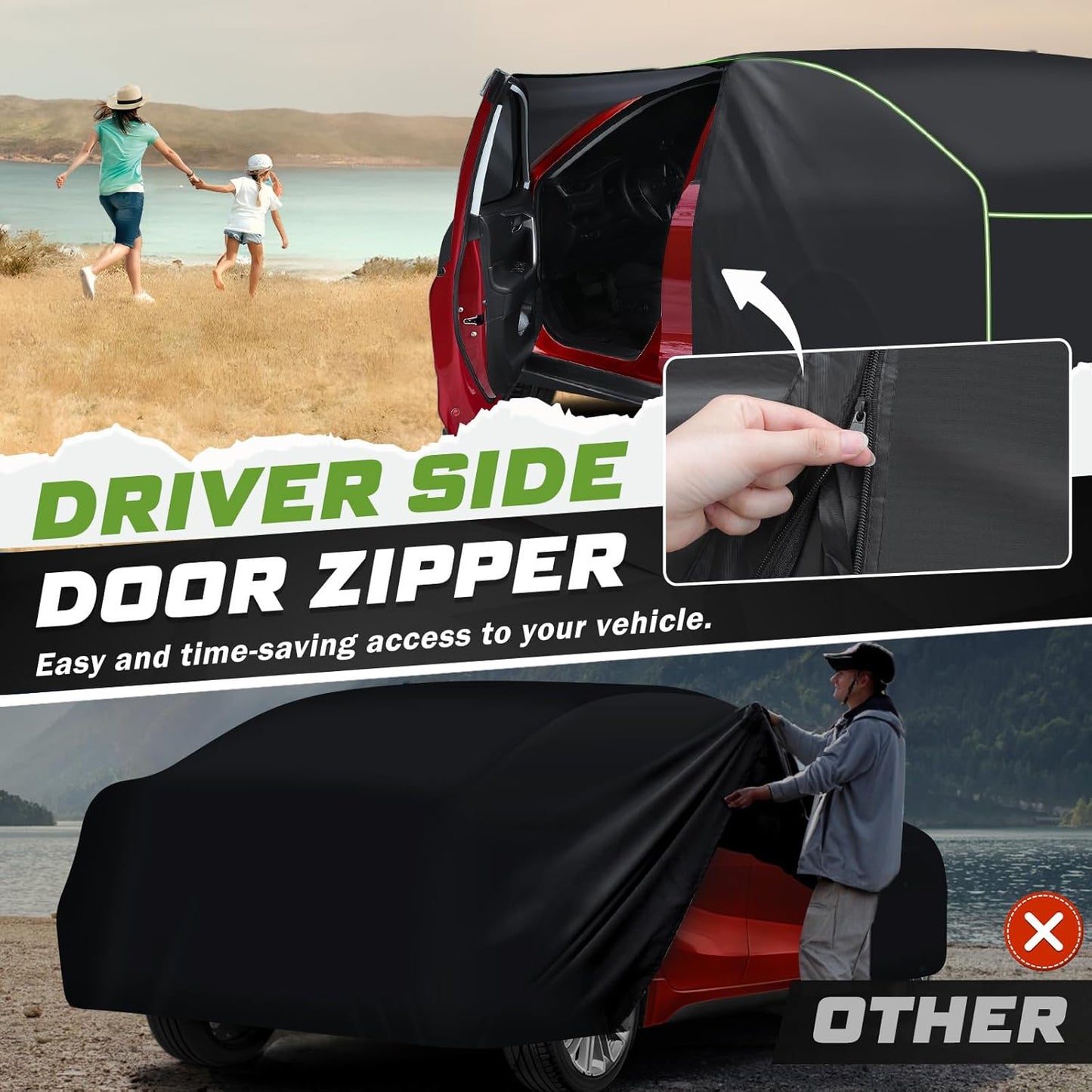 Mixsuper Liner Car Cover for Honda Accord 2001-2026, 7 Layers Waterproof Car Cover Accessories for Honda Accord with Zipper Door, Windproof Straps, Reflective Strips, Anti-UV, All Weather