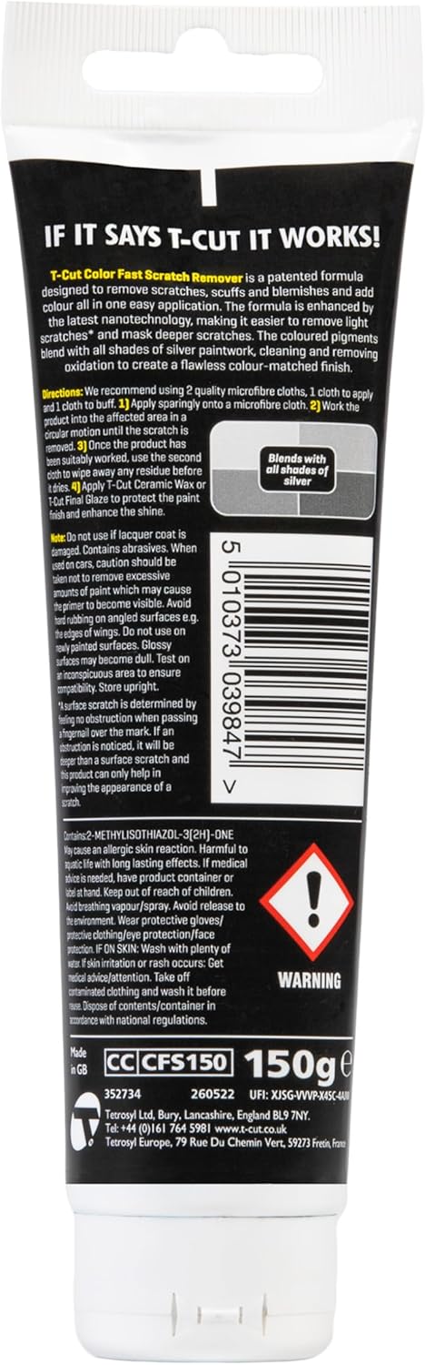 T-Cut Color Fast Silver Car Wax Polish Scratch Remover Color Enhancer, 5.3 Oz