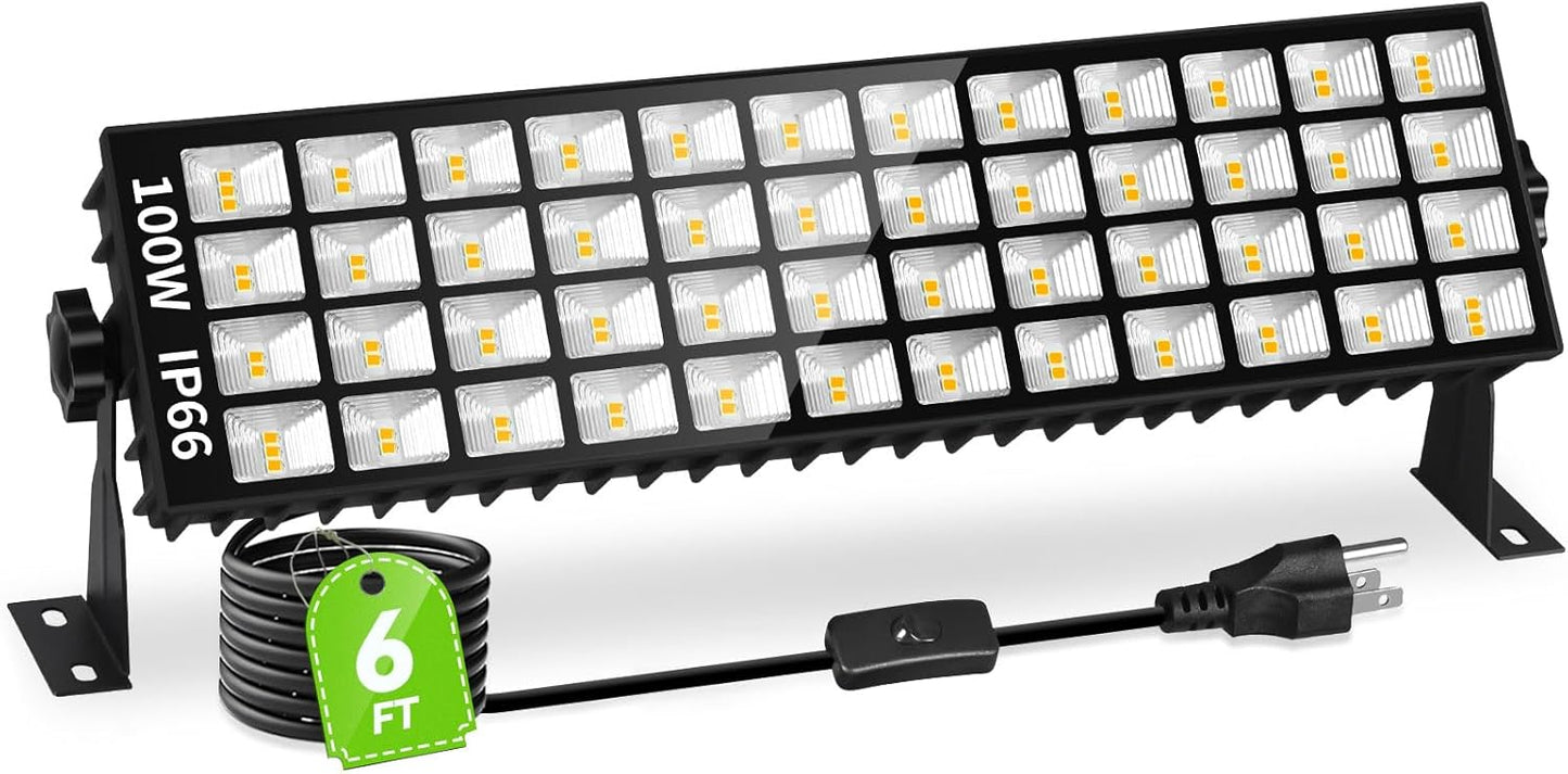 100W LED Shop Light, 11000LM 3000K Warm White Plug in Garage Light with 6FT Power Cord, IP66 Waterproof Work Bench Shop Lights for Garage, Workshop, Warehouse, Outdoor, Yard, Garden