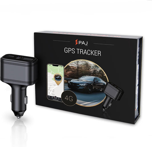 PAJ GPS USB GPS Tracker 4G – Mini Vehicle Tracker for Cars & Trucks – Direct 12V Connection via Cigarette Lighter Port, Built-in SOS Button – Worldwide Real-Time Tracking via App