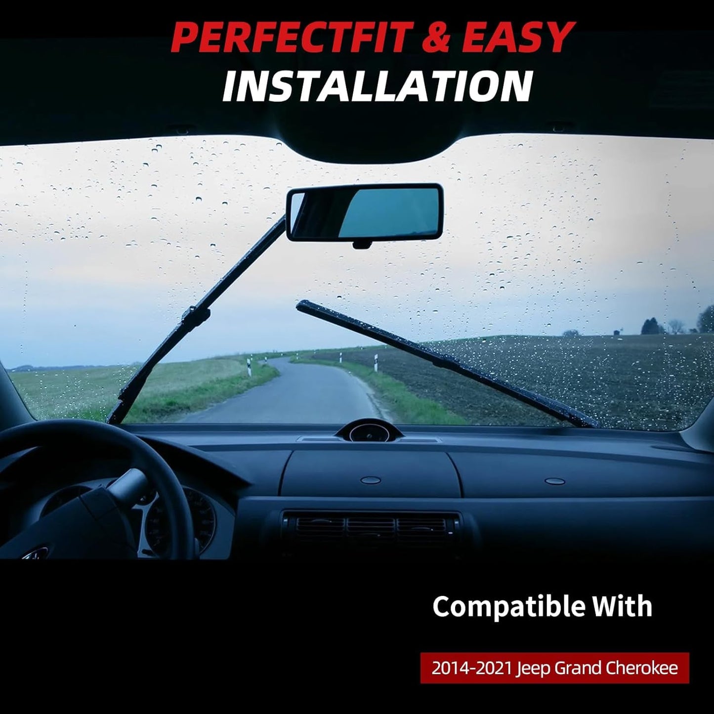 OTUAYAUTO Premium Windshield Wiper Blades - Replacement for Jeep Grand Cherokee 2014-2021 - Precision Fit, All-Weather Performance, Front and Rear Wiper Blades, U Hook - 22"+21"+11" (Pack of 3)