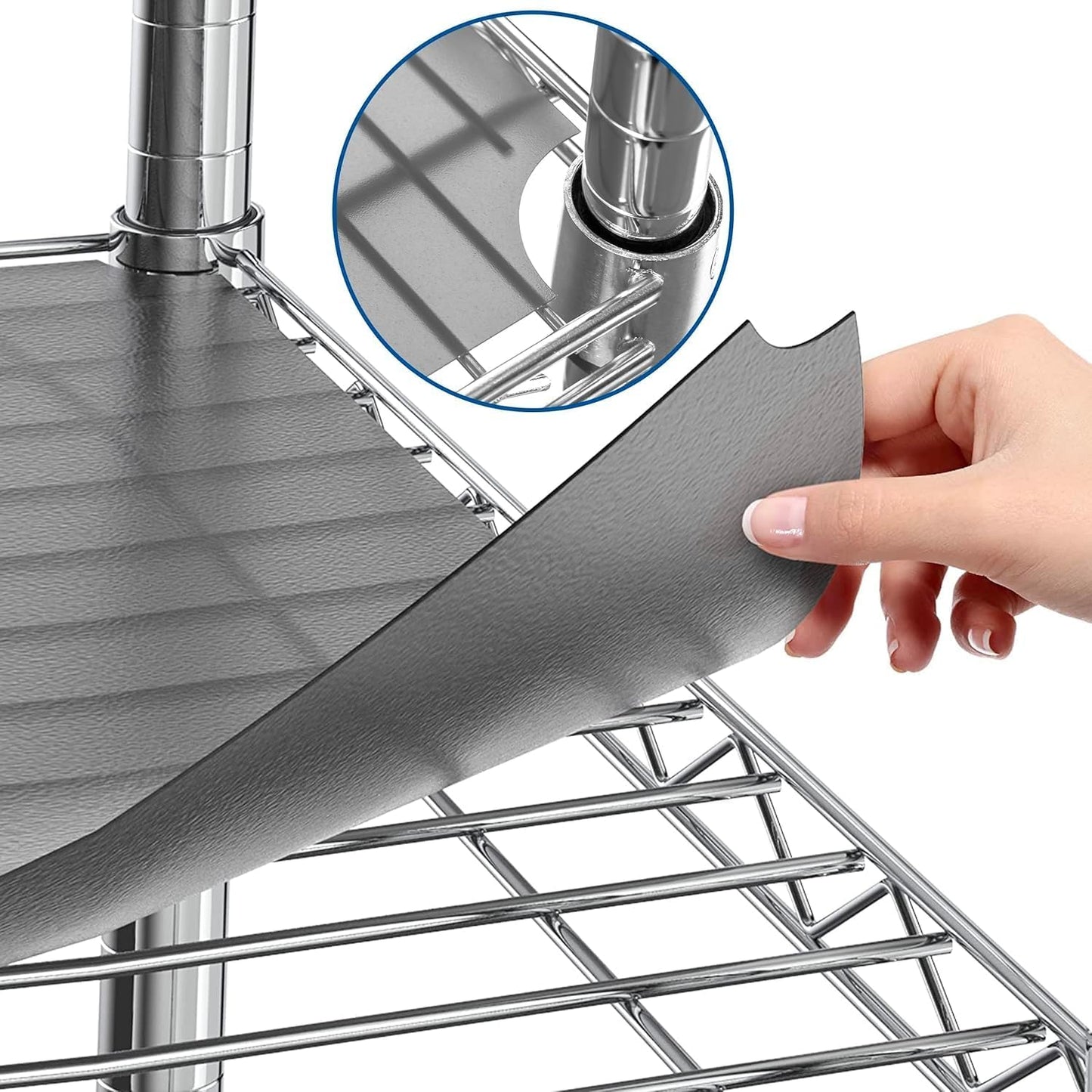 Shelf Liners for Wire Shelf System: Set of 5 in Graphite: 18 x 60 inch: Plastic Wire Shelving Shelf Mats