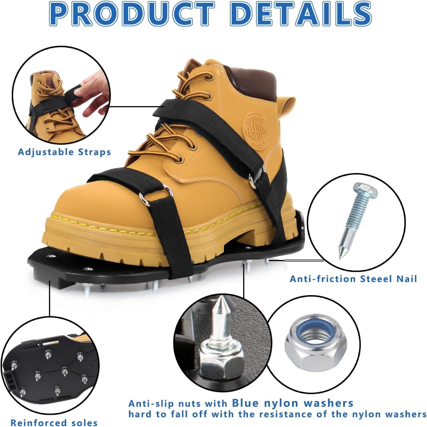 Epoxy Shoes, Fully Assembled Gunite Spiked Shoes with 3/4" Short Spikes for Epoxy Floor Coating, Self-Leveling Floor, Epoxy Garage Floors, Overlays, Cover Installation