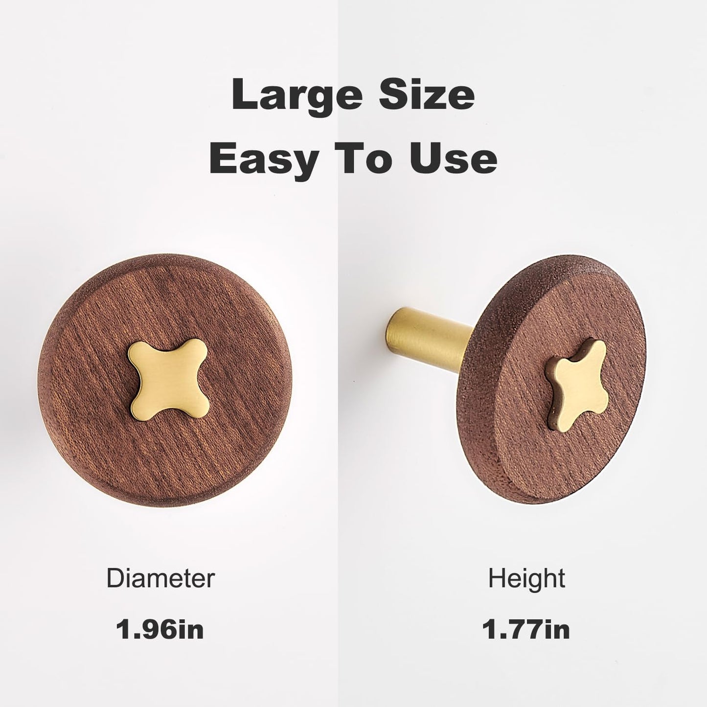 Solid Brass & Sapele/Mahogany Wall Hooks 2 Pack - Decorative Heavy Duty Coat Hooks with Vintage Cross Screw Design for Entryway, Bathroom, Luxury Spaces TC008S