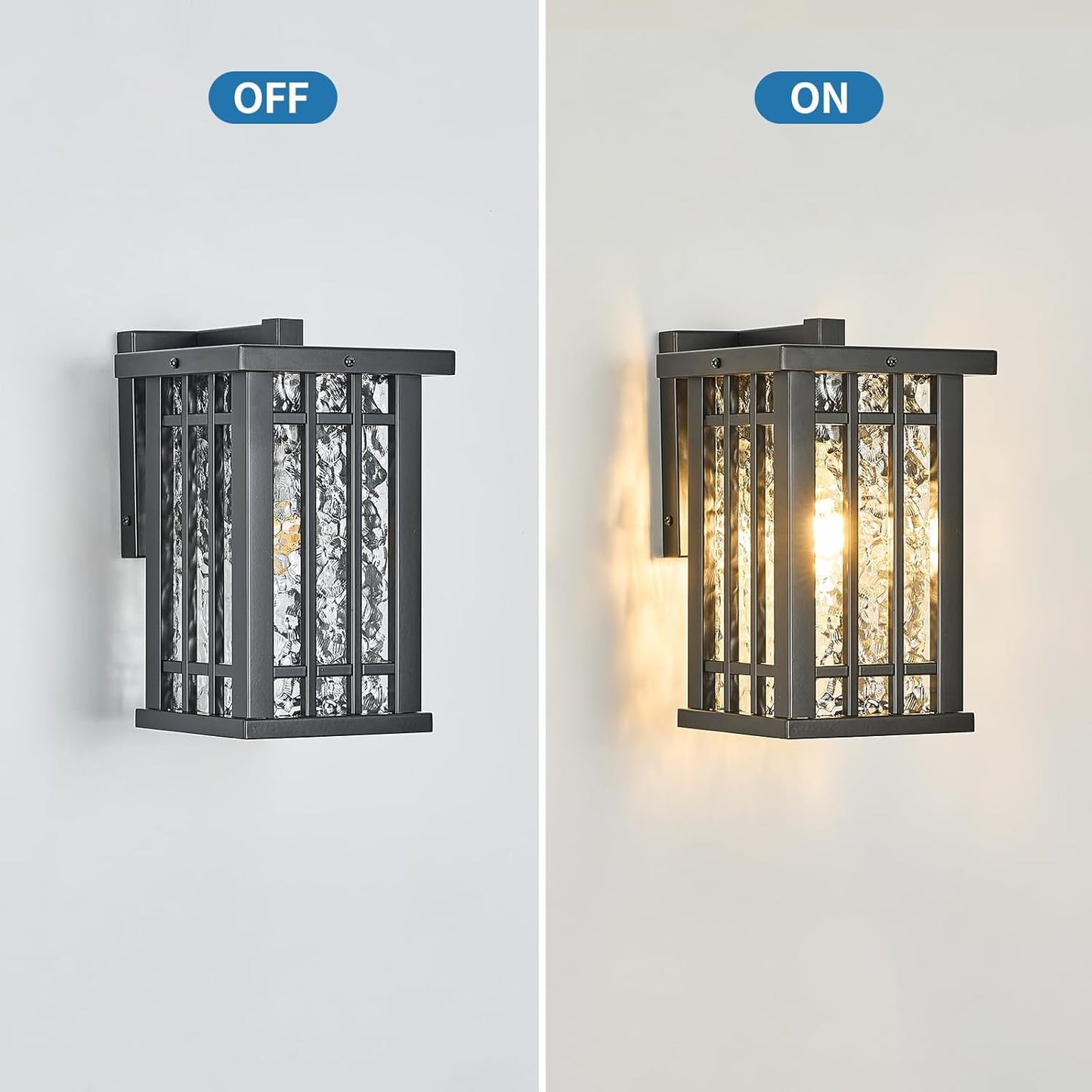 Outdoor Wall Light E26 Base Metal Frame - Black Exterior Waterproof Lanterns with Clear Glass, Porch Wall Mount Lighting for Garage, Patio(Bulb not Included)