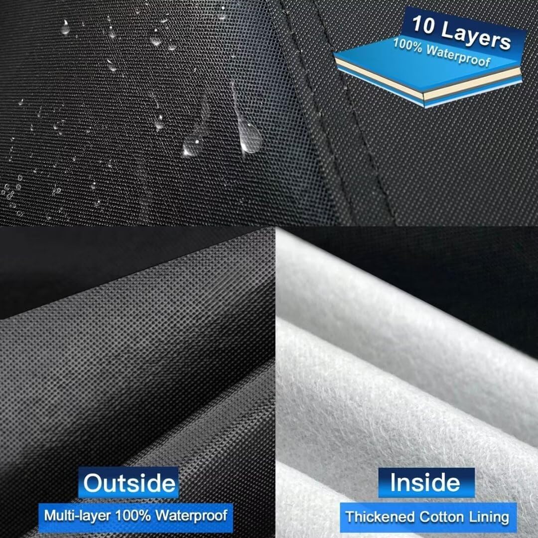 10 Layers SUV Car Cover Custom Fit for Toyota Highlander (2007-2025) Waterproof All Weather for Automobiles, Outdoor Full Cover Sun UV Rain Protection with Cotton.Black