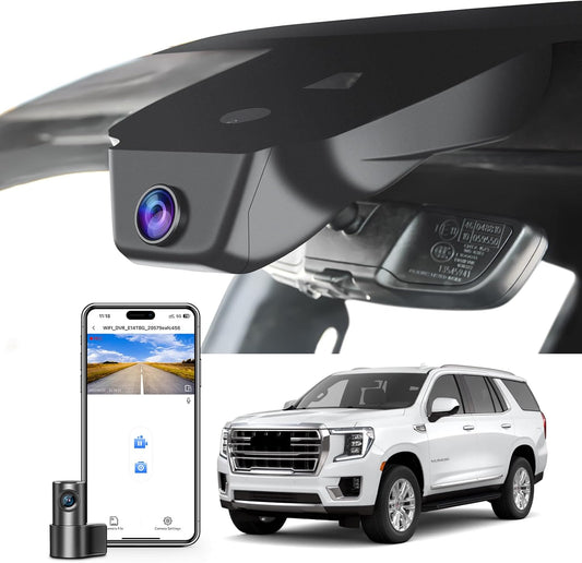 Front 4K & Rear 1080P Dash Cam Custom fit for GMC Yukon, Yukon XL 2023 2024 2025(Model A), SLE SLT AT4 Denali Denali Ultimate, Integrated OEM Look, UHD 2160P Video, G-Sensor, 128GB Card