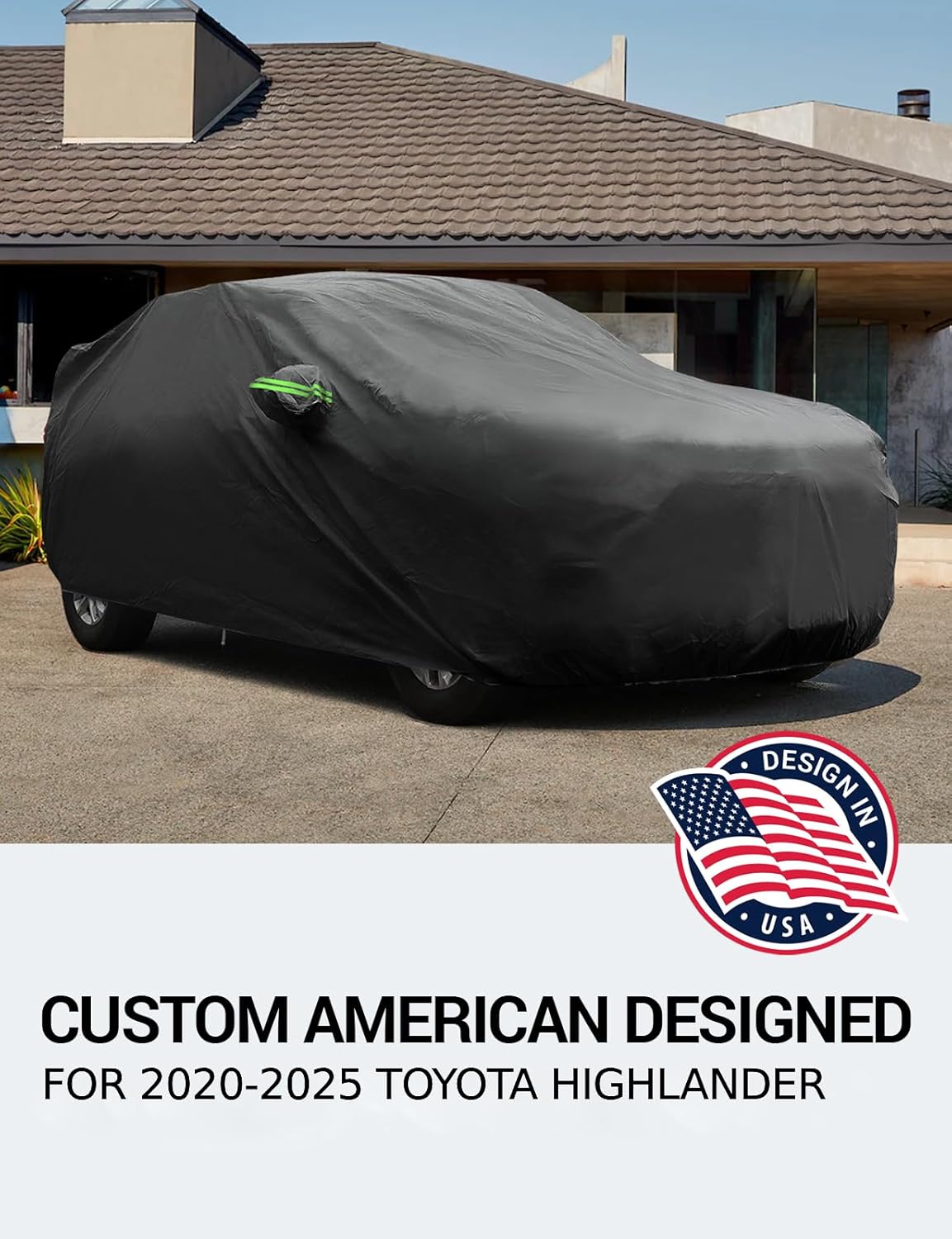 Proadsy 2025 Upgrade Car Cover for Toyota Highlander 2020-2025, Waterproof All Weather, Windproof Snowproof Rain Hail Sun UV Protection Full Outdoor Indoor Exterior Car Covers, Black
