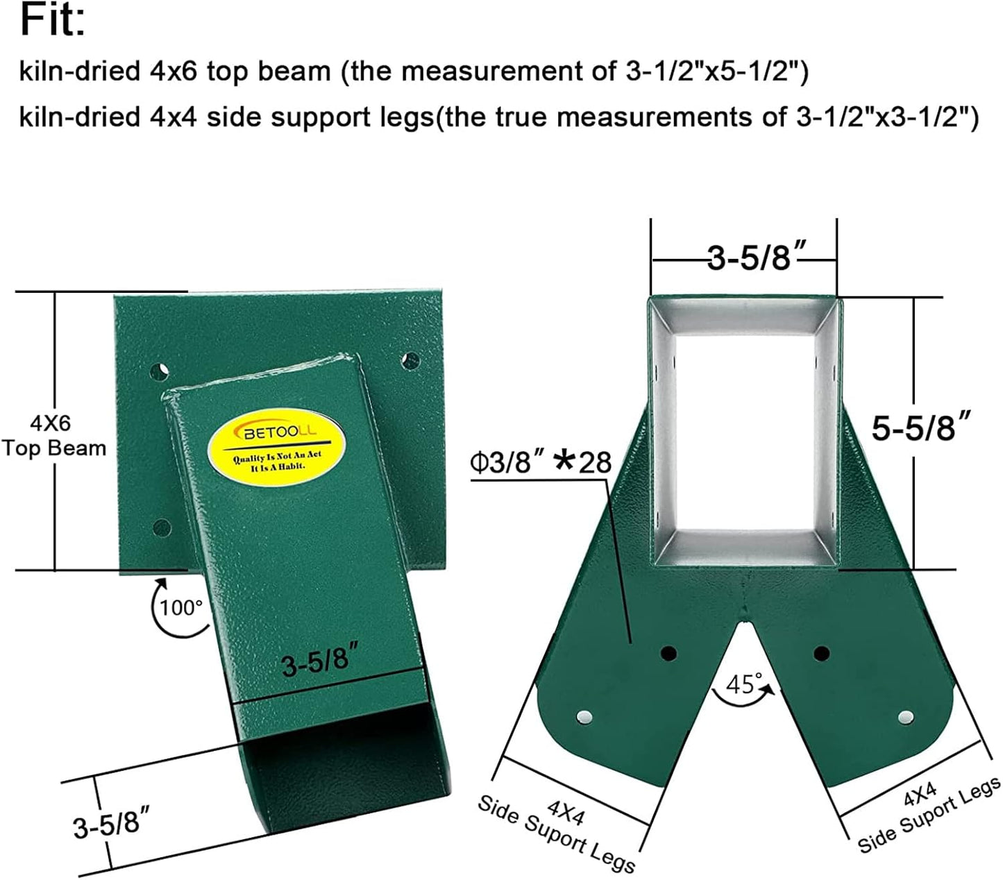 BETOOLL A-Frame 2 Brackets Swing Set Bracket with Mounting Hardware (Green)