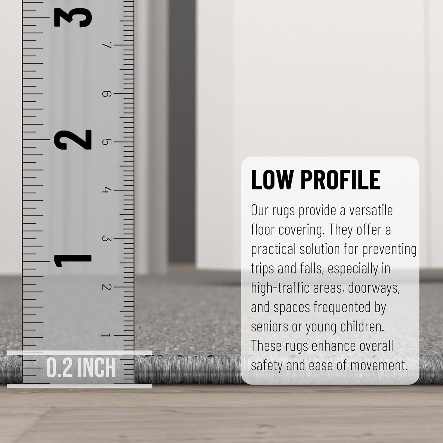 Ottomanson Hallway Runner Rug 2'2" x 6' Non Slip Solid Area Rugs Easy to Clean Laundry Rug Runner Durable & Pet Friendly Floor Carpet Runners for Hallways Entryway Living Room Kitchen, Gray