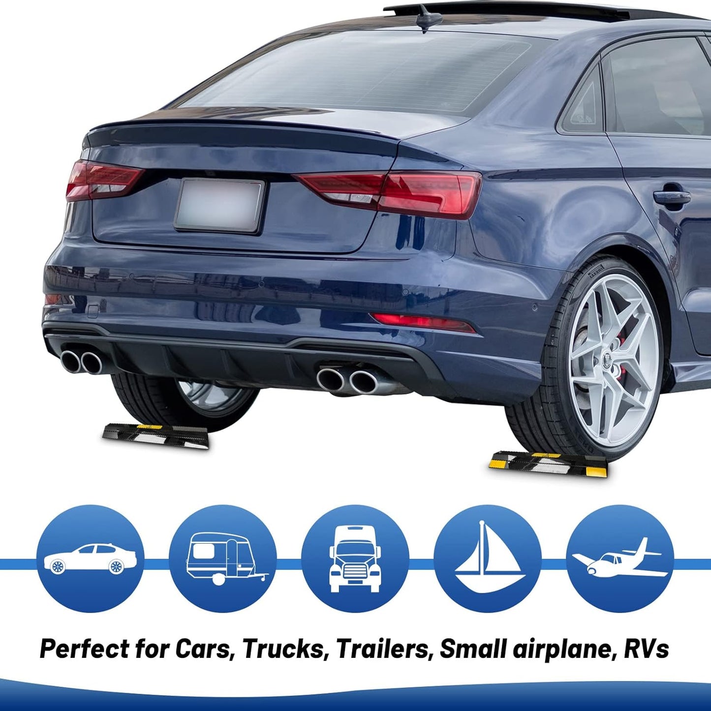 ROBLOCK 16" Heavy Duty Parking Aid with 1.8 Inch Higher Design, Car Parking Stopper for Garage 2 PCS, Parking Aids Protects Car, Parking Gadgets Easy to Install 2 Packs, 16" L x 3.7" W x 1.8" H