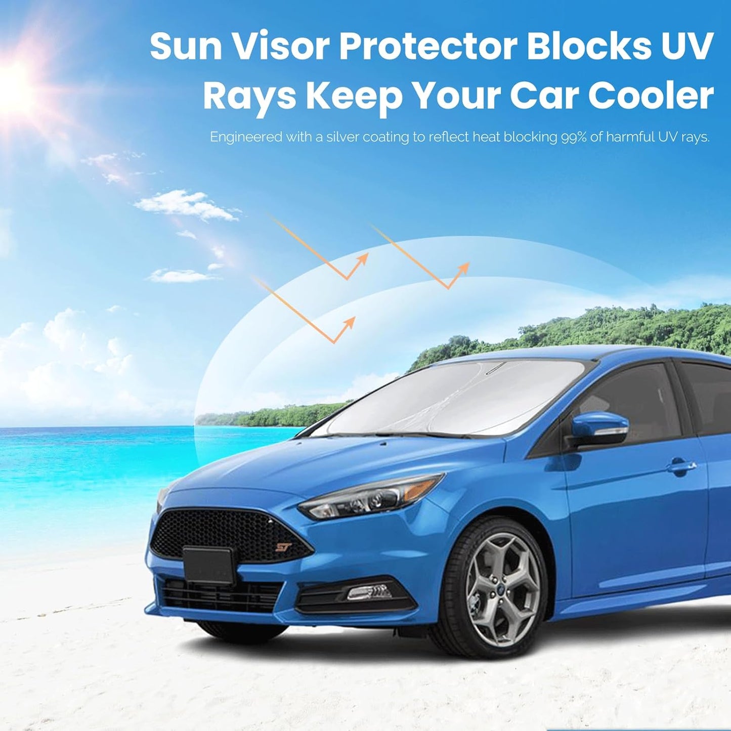 Sun Shade for Ford Taurus 2013 2014 2015 2016 2017 2018 2019-2023 Accessories Window Sunshade Custom Fit Taurus Sedan Windshield Sun Visor Reflective Protector Foldable Shield Blocks UV Rays