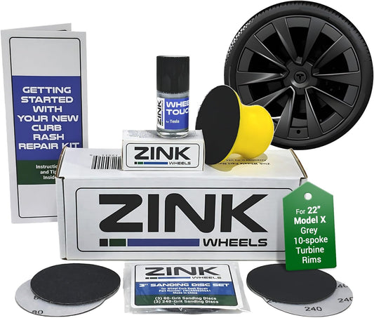 Premium Tesla Wheel Curb Rash Repair Kit for Model X 22-inch Grey Turbine Rims - DIY Kit with Color-matched Touch Up Paint - Made in USA