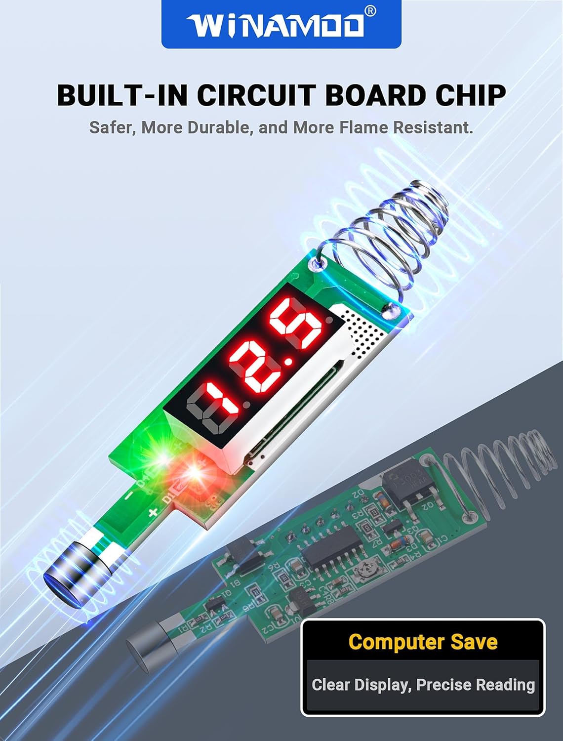 Test Light Automotive 5-90V Digital LED Circuit Tester with Voltage Display, Auto Bidirectional Voltage Tester, Electric Test Pen with Extended Spring Wire & Probe for Car RV Fuse Checker