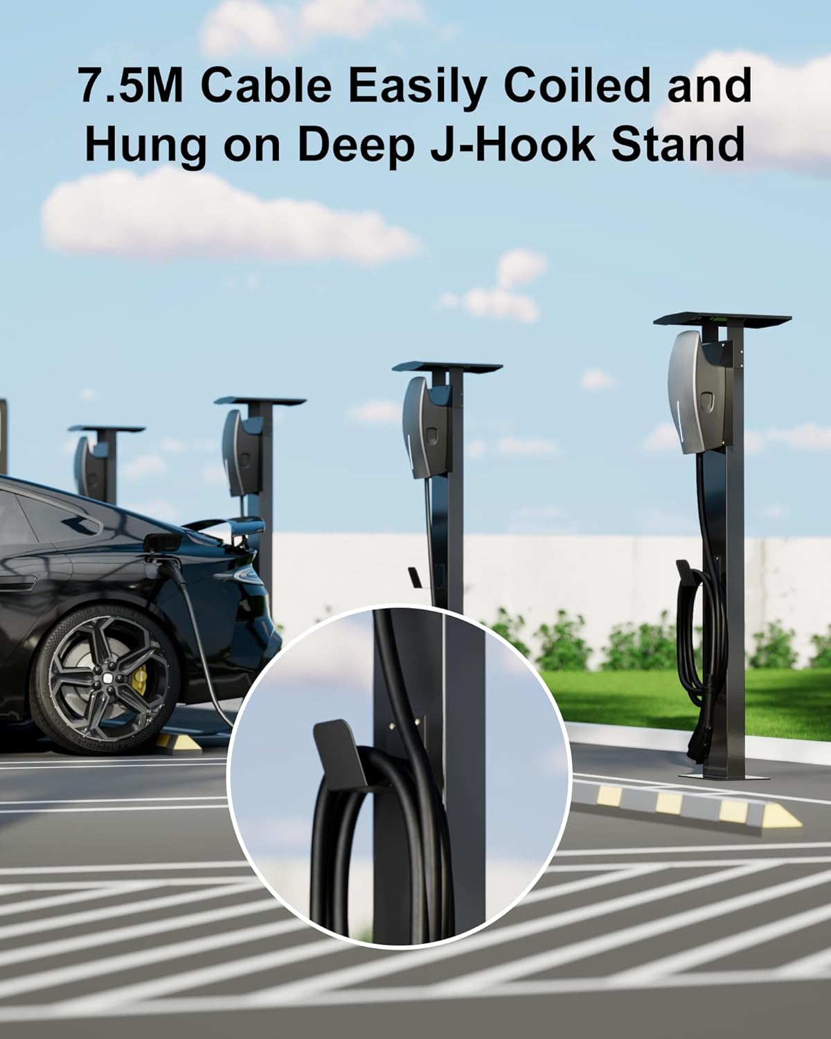 EV Charger Pedestal, Outdoor Electric Vehicle Charger Stand, Freestanding Charging Station Stand Accessory, Corrosion Resistant, 201 Steel, for All Level 2 Chargers