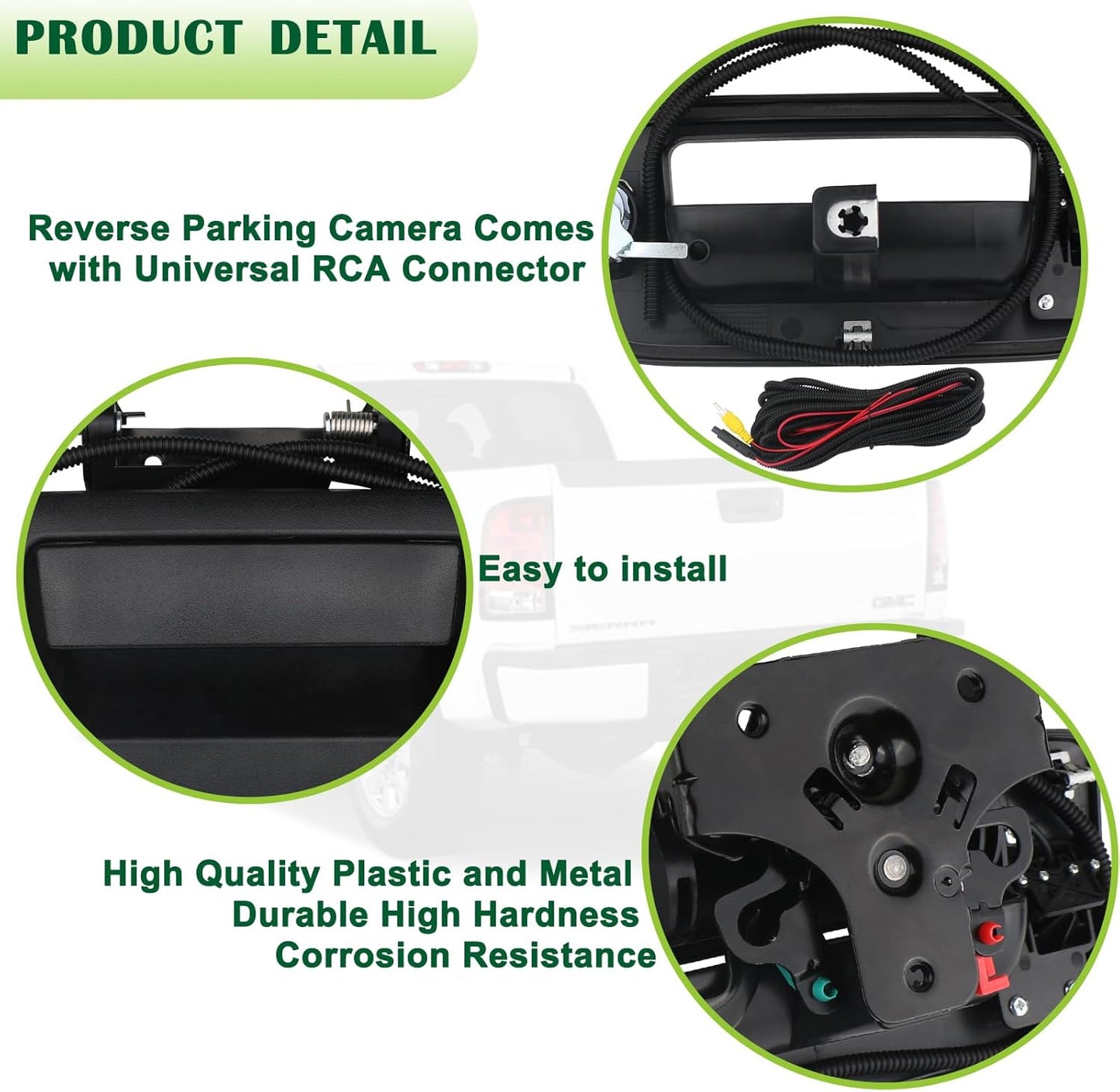 Backup Camera Tailgate Handle Rear View Camera Liftgate Latch Handle with Key Lock Cylinder Black Compatible with 2007-2014 Chevrolet Chevy Silverado GMC Sierra 1500 2500 3500