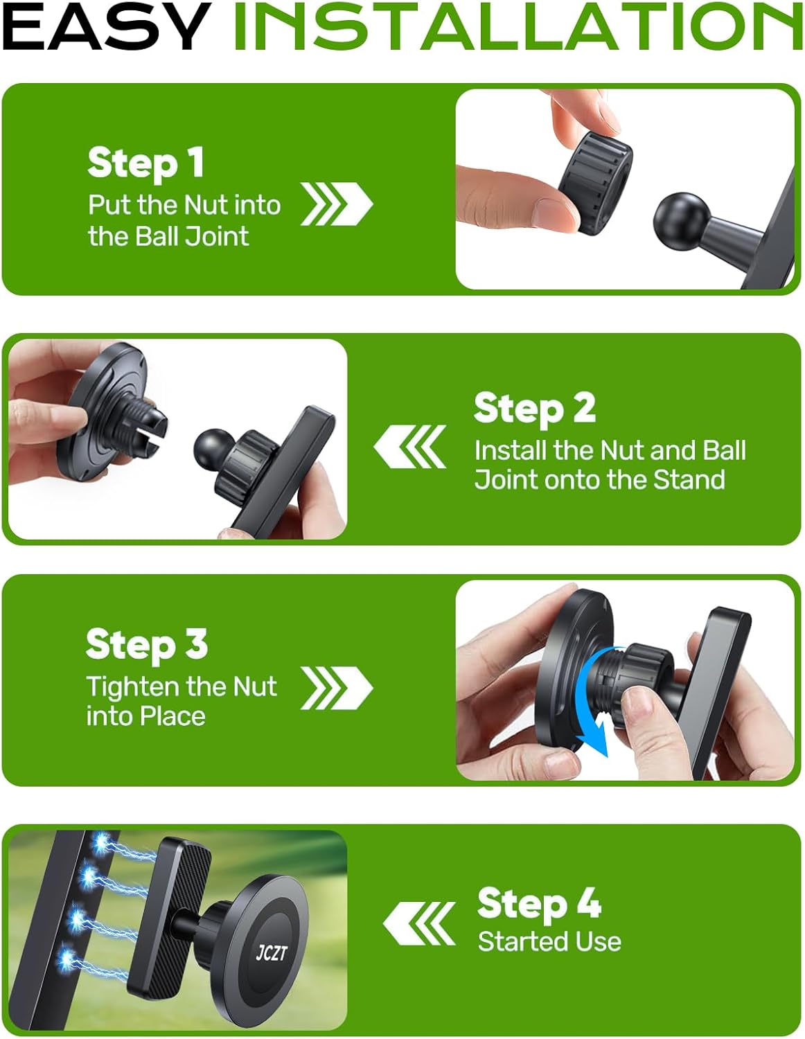 Magnetic Golf Cart Phone Holder Compatible with MagSafe iPhone 16 Pro Max Plus 15 14 13 12 Fits EZGO, Yamaha, Club Car, Icon, Golf Cart Accessories Essentials Gift for Friend Men Women Black