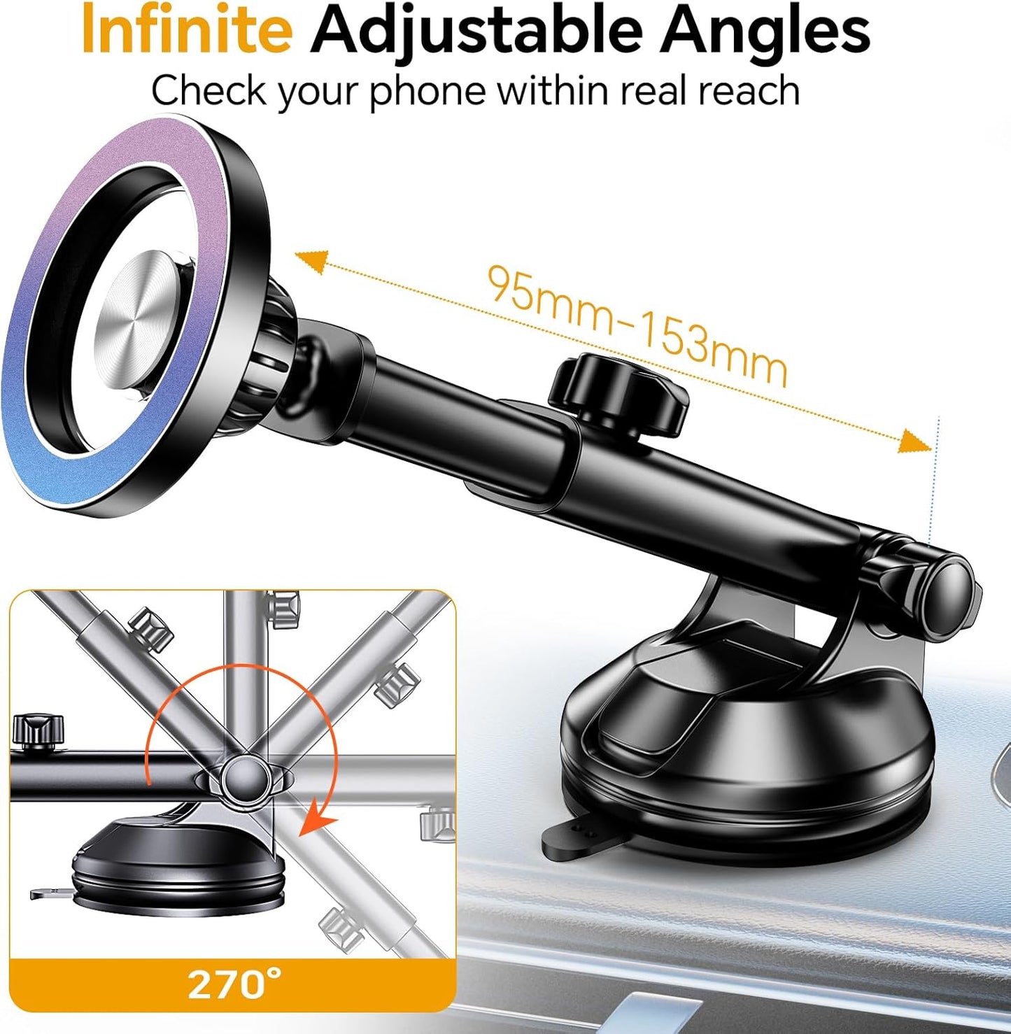 for MagSafe Car Mount【 Windshield + Vent + Dash 】 Magnetic Phone Holder for Car Phone Holder Mount Cell Phone Holders for Your Car Truck Suction Car Phone Mount for iPhone 16 Pro Max 15 14 13 12 Plus