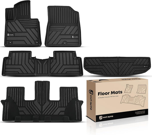 YHTAUTO Floor Mats & Cargo Mat Compatible with Kia Sorento 2021-2025, TPE All Weather Car Mats Waterproof Anti-Slip Odorless Floor Liner, Sorento Accessories Full Set Liner