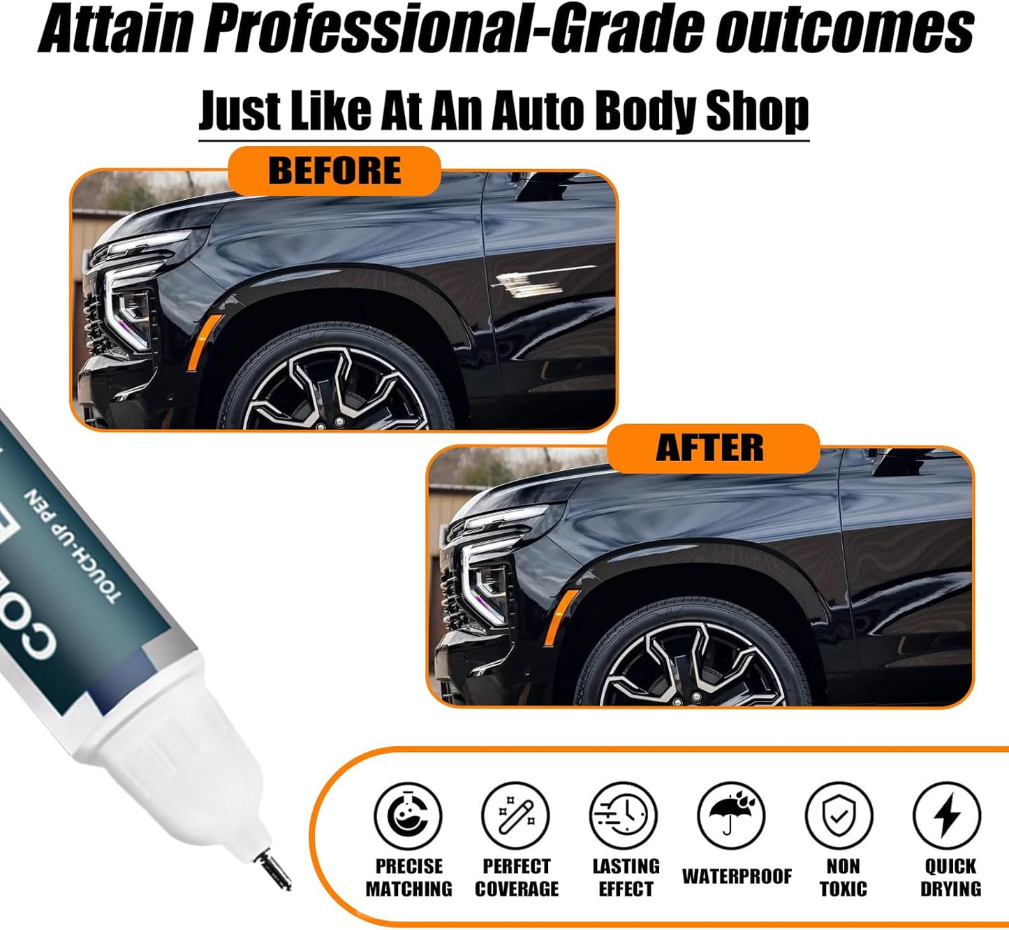 Black(GBA/WA8555) Touch Up Paint Compatible with Chevrolet, Car Paint Pen Scratch Repair Two-In-One Touch Up Paint, Premium Car Scratch Remover for Deep Scratches
