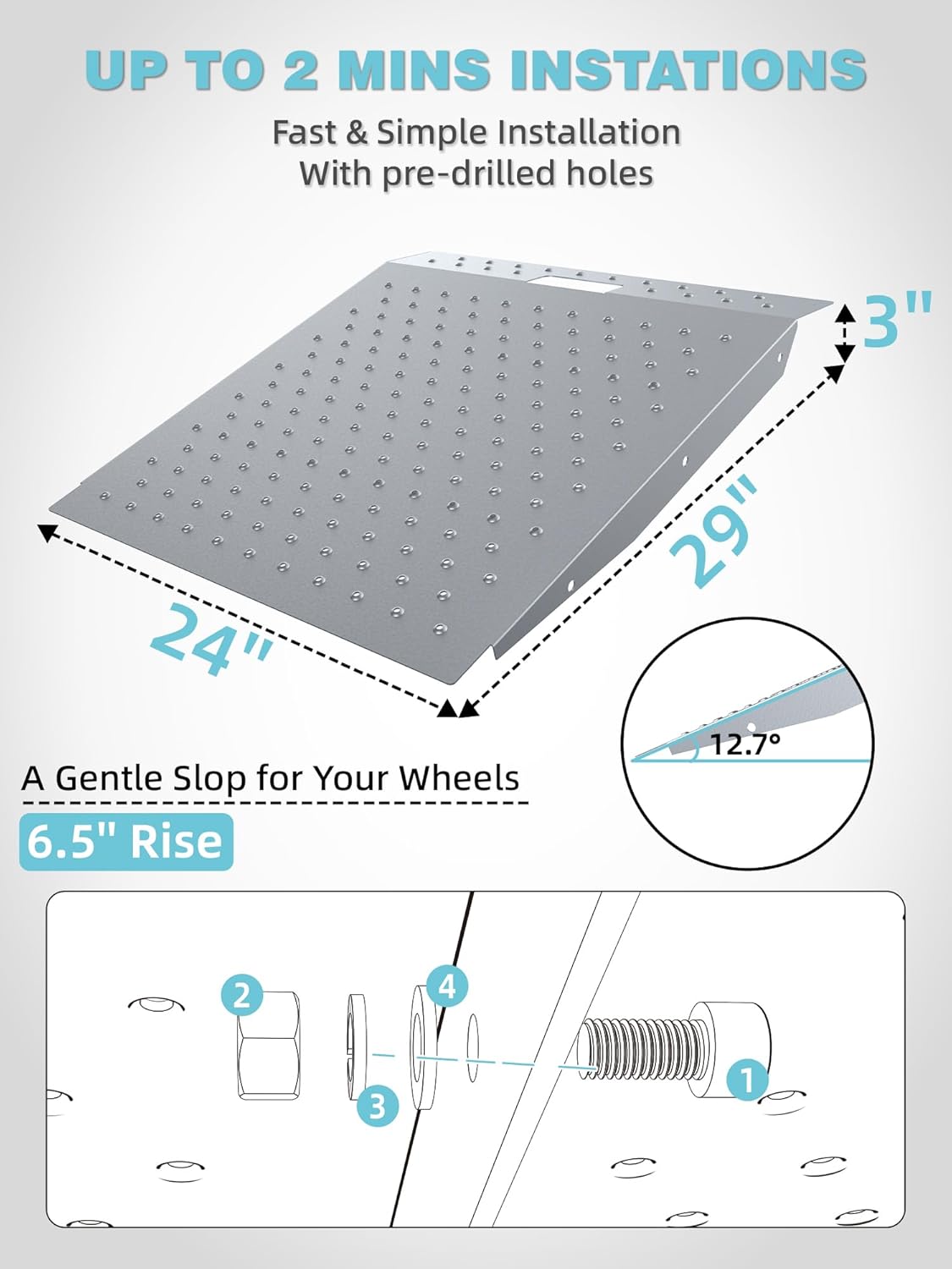 Shed Ramp 1PC, Loading Ramp for Riding Mower, 29" L x24 W, 750 lbs Capacity, Shed Storage Ramps for Sheds, Garages, Barns, ATV, Lawnmower, Golf Cart, Sturdy Anti-Slip Ramps