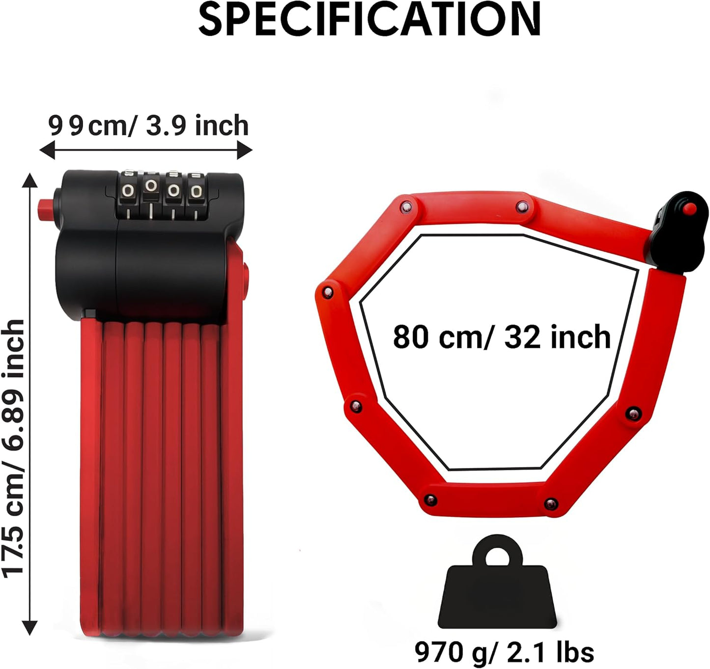 Foldable Combination Bike Lock | 4-Digit Anti-Theft, Heavy-Duty FortiCore™ Hardened Alloy Steel Bicycle Lock for E-Bikes, Scooters & Motorcycles | Compact, Portable & Secure