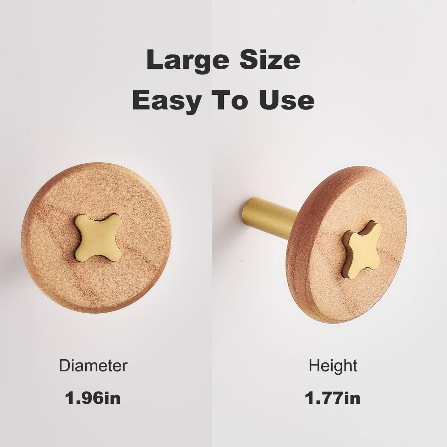 Solid Brass & Maple/Mahogany Wall Hooks 2 Pack - Decorative Heavy Duty Coat Hooks with Vintage Cross Screw Design for Entryway, Bathroom, Luxury Spaces TC008F