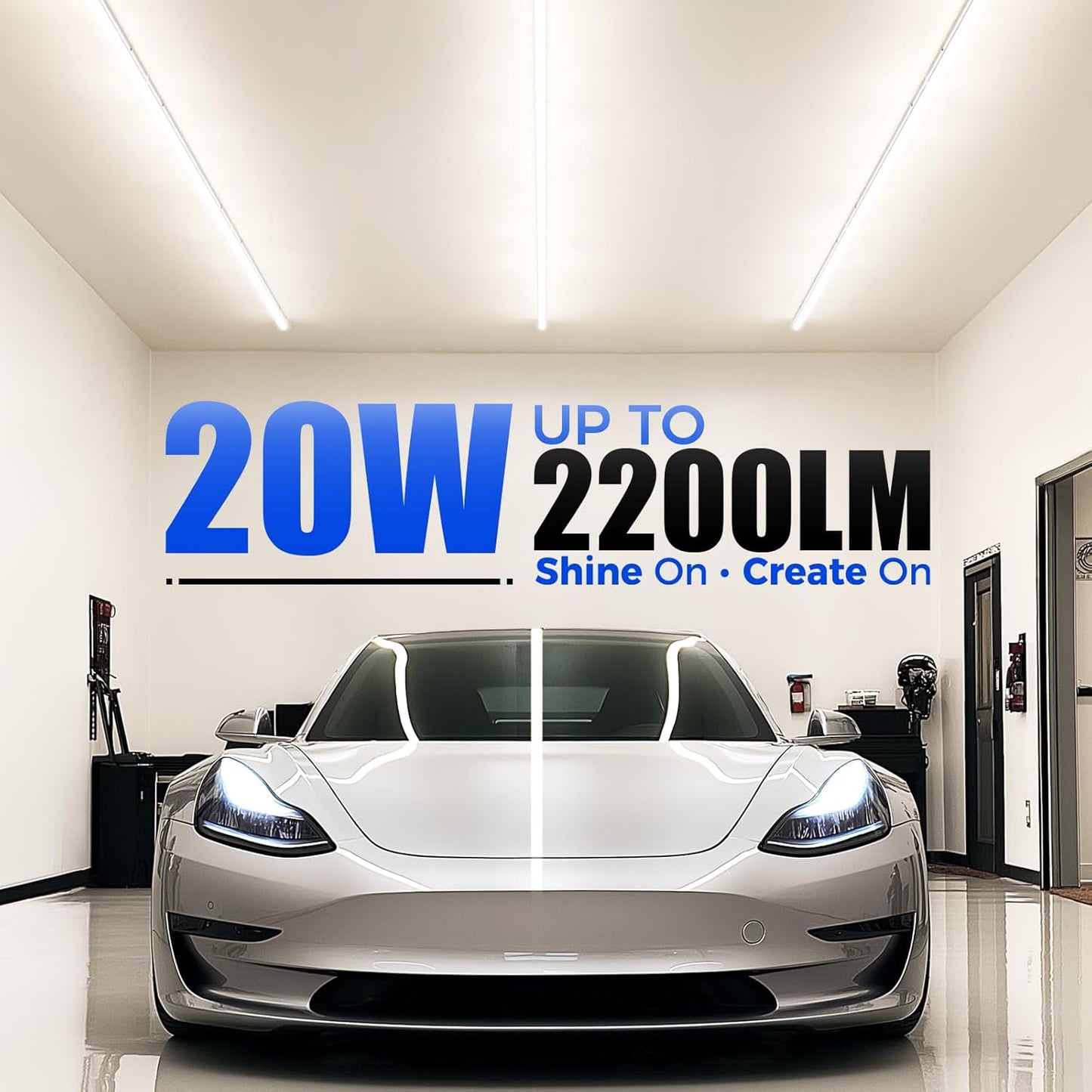 Barrina (Pack of 6) LED T5 Integrated Single Fixture, 4FT, 2200lm, 4000K (Daylight Glow), 20W, Utility Shop Light, Ceiling and Under Cabinet Light, Corded Electric with Built-in ON/Off Switch