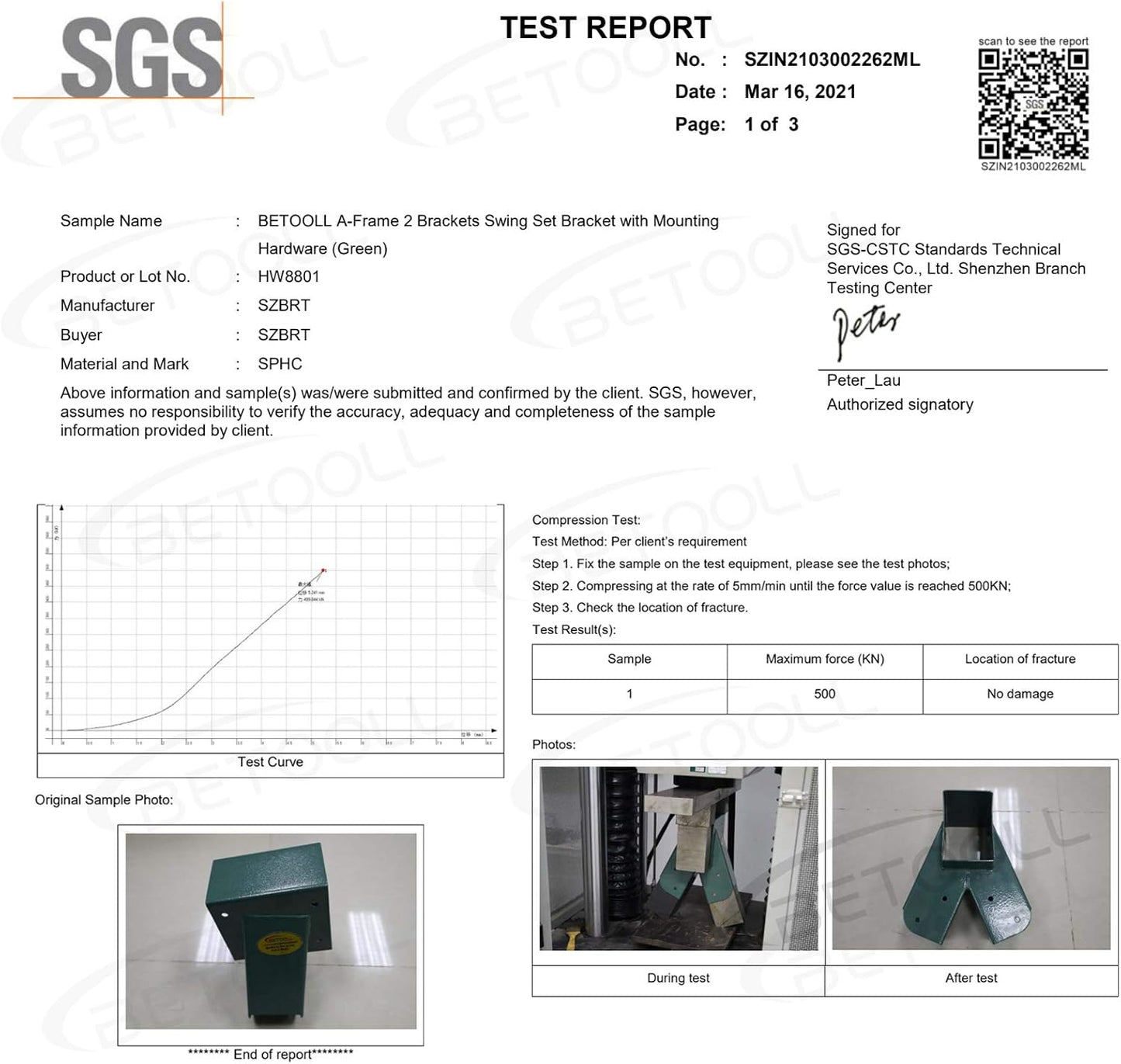 BETOOLL A-Frame 2 Brackets Swing Set Bracket with Mounting Hardware (Green)