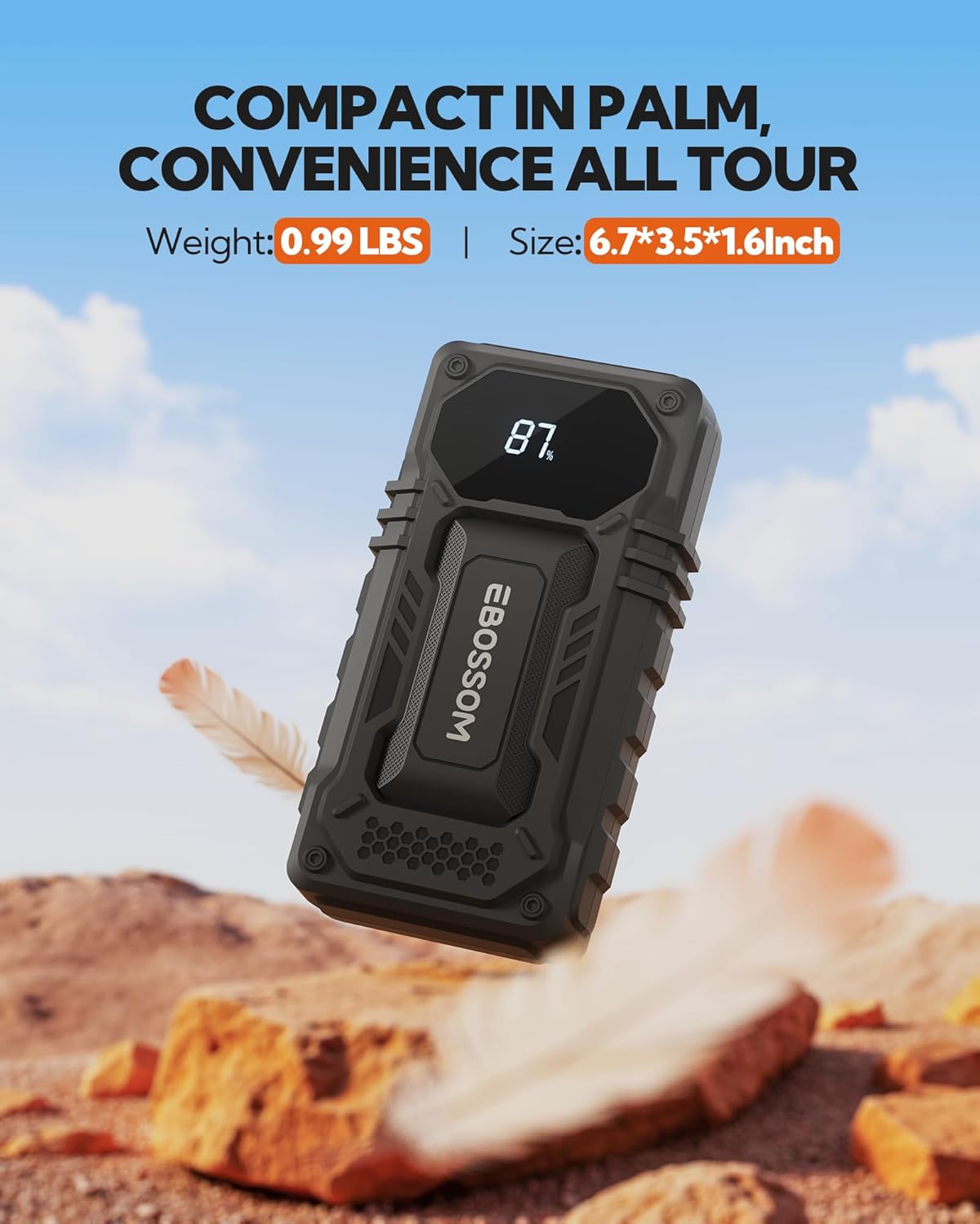 Car Battery Jump Starter,12000mAh Battery Jump Box,44.4Wh Vehicle Jump Booster with Smart Jumper Cables,LED Light Emergency Car Kits for Vehicles,Arrancador Ae Batería