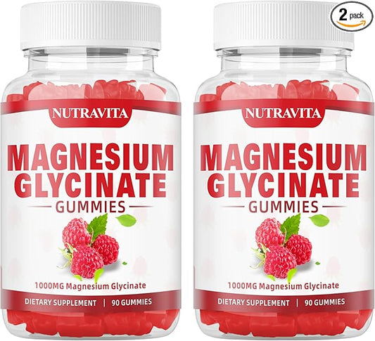 Magnesium Glycinate Gummies 1000mg with Magnesium L-Threonate,Chelated Magnesium Potassium Complex Supplement with VitD, B6, CoQ10, Calcium,Supports for Memory, Calm, Mood - 180 Gummies Raspberry
