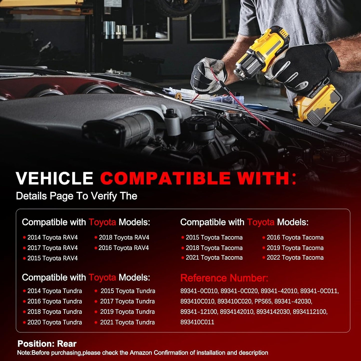 Parking Assist Sensor Compatible with Toyota RAV4 2014-2018,Tunder 2014-2021,Tacoma 2015-2022,Replace#89341-0C010 89341-0C020 PPS65 4PCS Parking Sensors