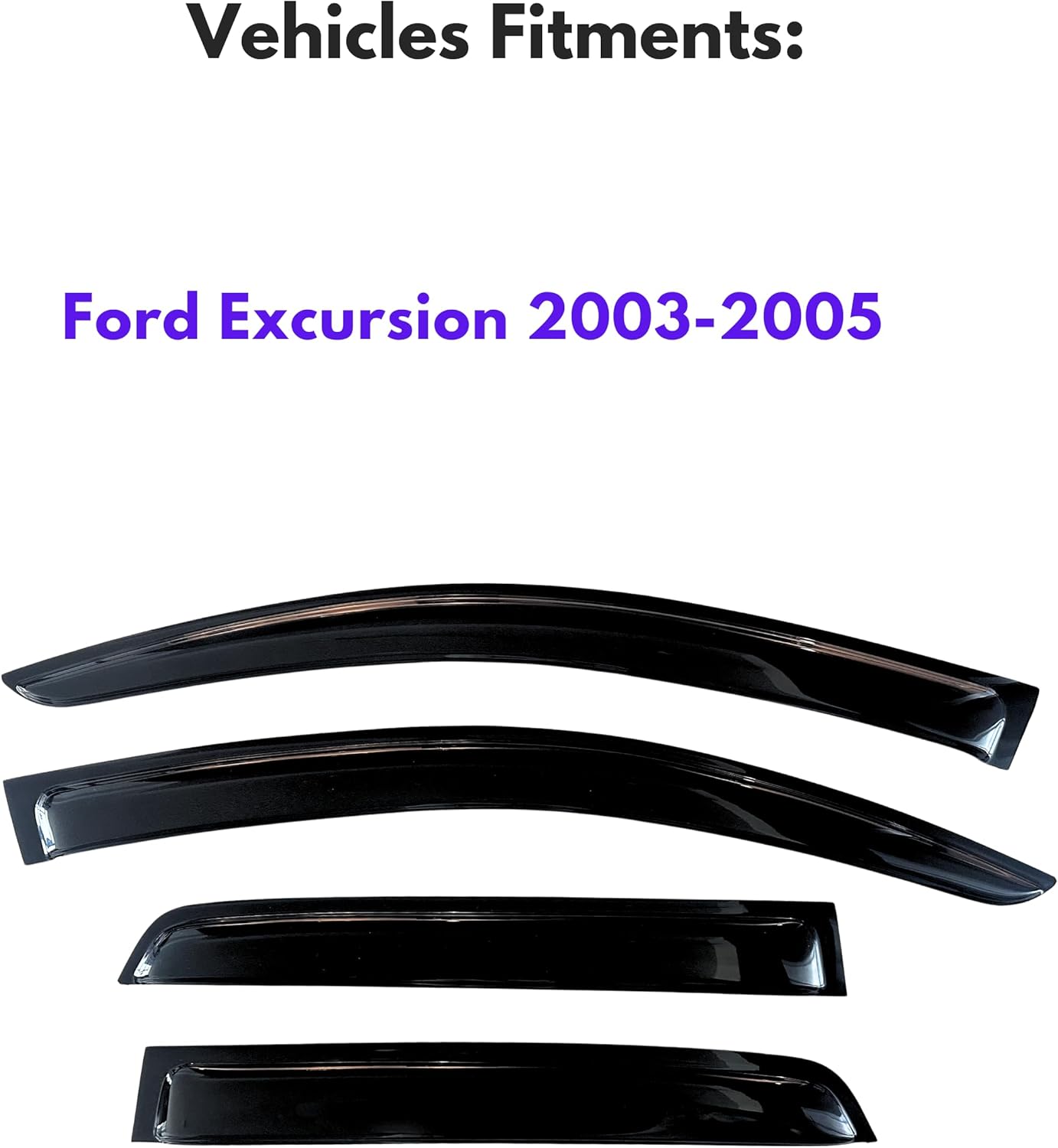 KPY Window Visors Compatible with Ford Excursion 2003-2005, 4PC Rain Guard Side Vent Deflectors Tape-On Style, 2003 2004 2005