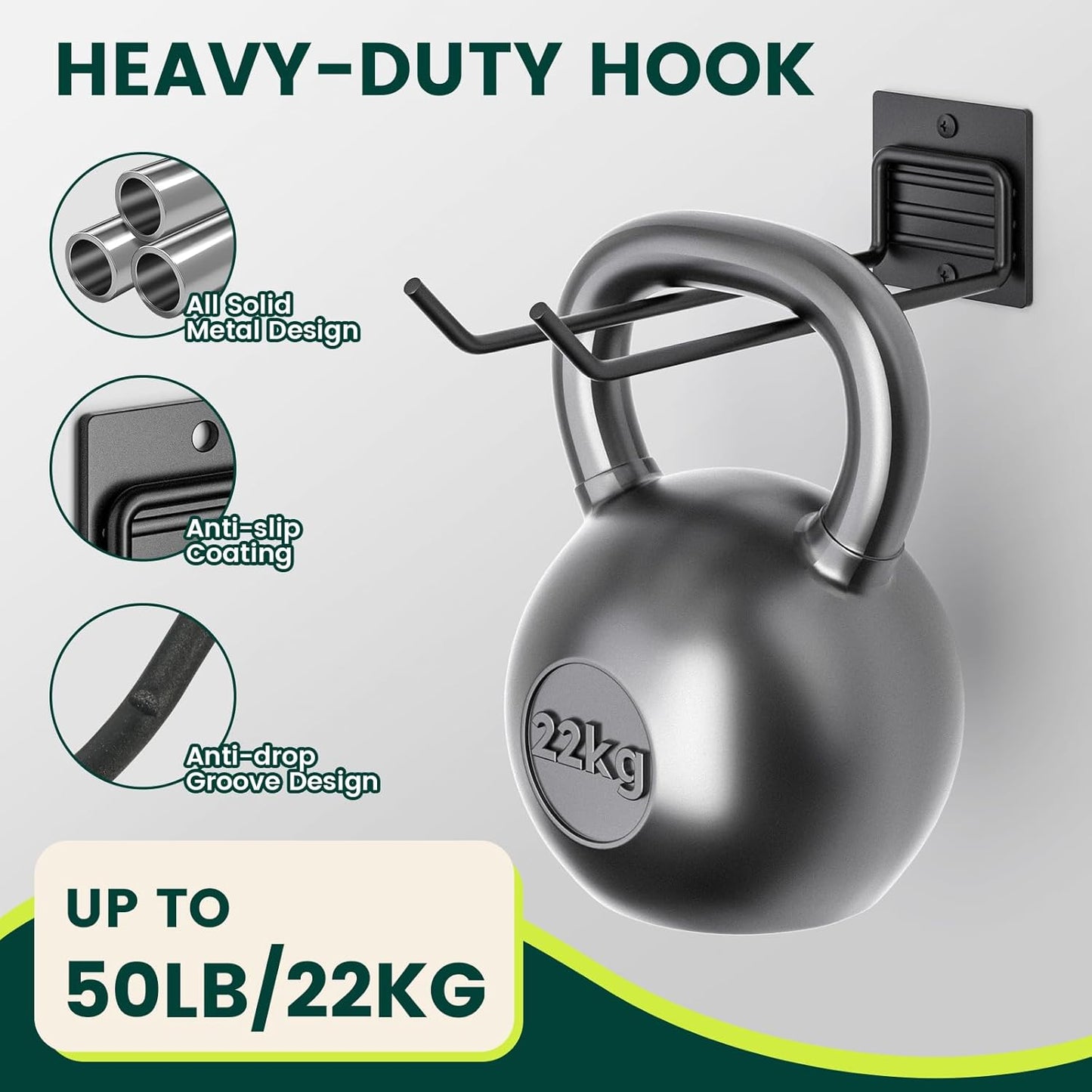 Wall Mount Garage Tool Organizer Storage Hook for Yard Shed, Garden Tool Holder Organizer Rack, Metal Garage Garden Tool Hanger for Lawn Organizer Holds Shovel,Rakes,Brooms,Hoses 4 Pack