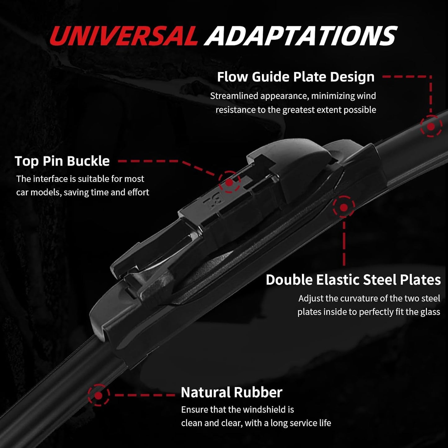 OTUAYAUTO Windshield Wiper Blades - Replacement for Mercedes-Benz ML-Class W164, ML320 ML350 ML550 ML63 06-11, X164 05-12, W251 06-12, Front and Rear Wiper Blades, Pinch Tab - 28"+21"+12" (Pack of 3)