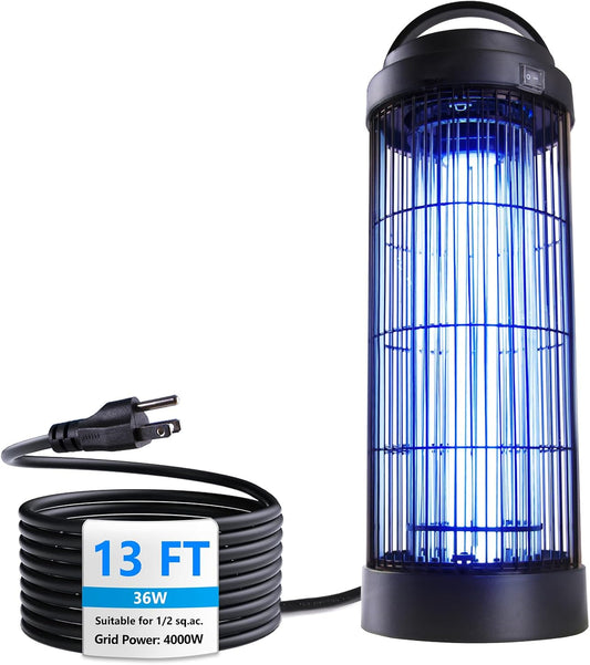 Large Size Bug Zapper Outdoor for 1/2 Acres with 13FT Power Cord, 4000V Instant Killing Grid Removable Hanging High Power Outdoor Mosquito Killer, Fly Trap Lamps for Camping Patio Home