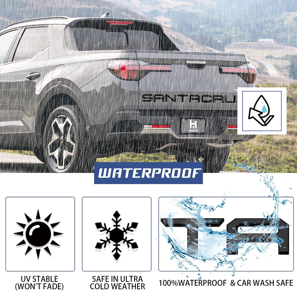 Tailgate Inserts Letters Compatible for 2022 2023 2024 2025 Santa Cruz 3D Raised & Strong Adhesive Decals Letters Rear Emblem Decal Sticker Compatible for Santa Cruz Accessories-Matte Black