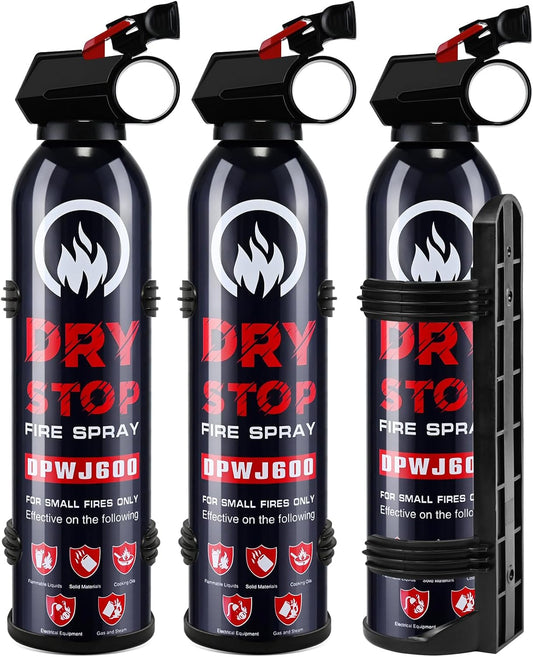 3Pack Dry Stop Fire Extinguisher for Home - Auto Fire Extinguisher for Truck Vehicle, 600g Dry Chemical Powder A B C Fire Extinguisher for Kitchen, Car, Boat, Marine, Portable Use (3 Blue)
