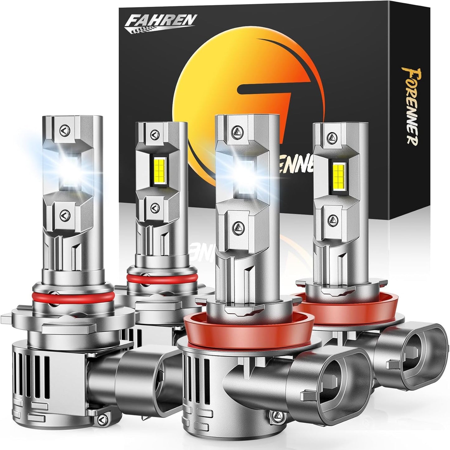 forenner 9005 H11 Light Bulbs Combo 100000LM 1000% Brighter, 2025 Upgraded HB3 H9 H8 Combo Light for Powersports, Real 1:1 Mini Size Plug N Play, Pack of 4